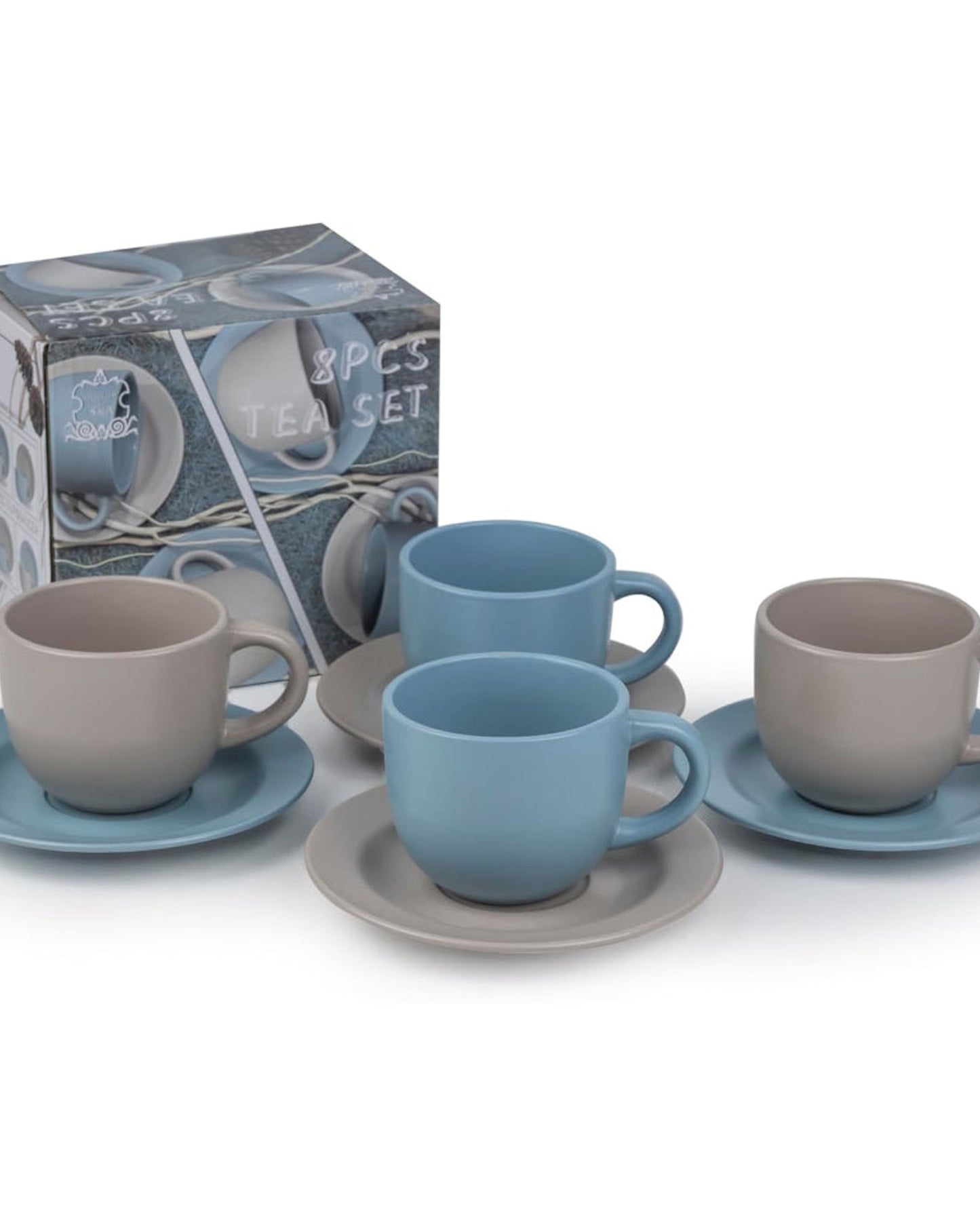 Shallow Jaspe 4-Piece Tea Cup & Saucer Set 220ml - Sg Glaze | Kitchen Dinnerware, Ceramic, Stoneware