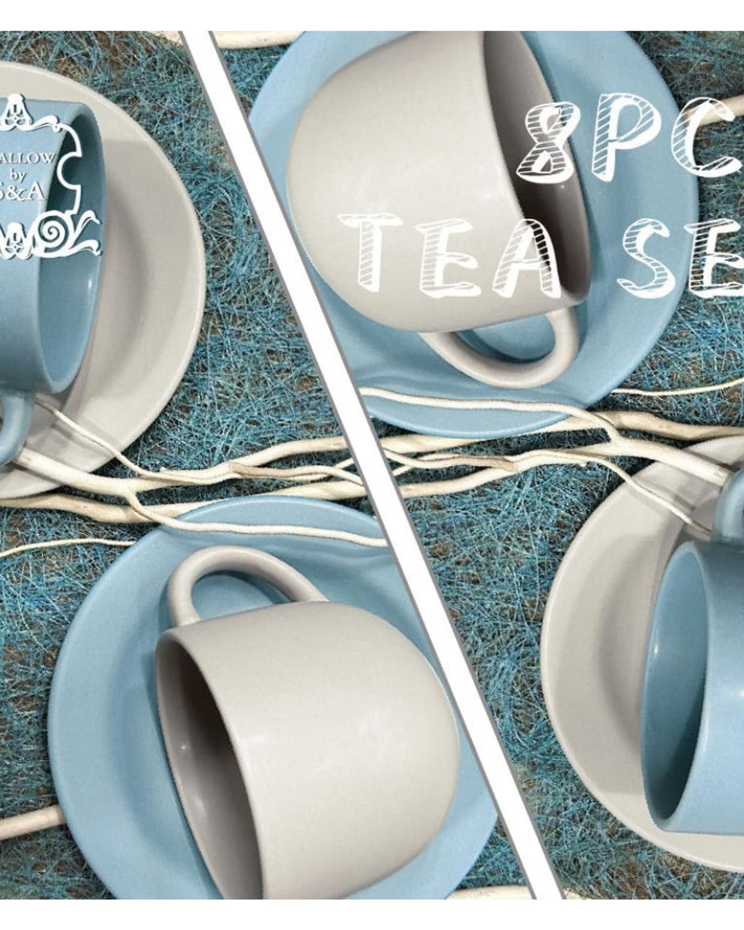Shallow Jaspe 4-Piece Tea Cup & Saucer Set 220ml - Sg Glaze | Kitchen Dinnerware, Ceramic, Stoneware