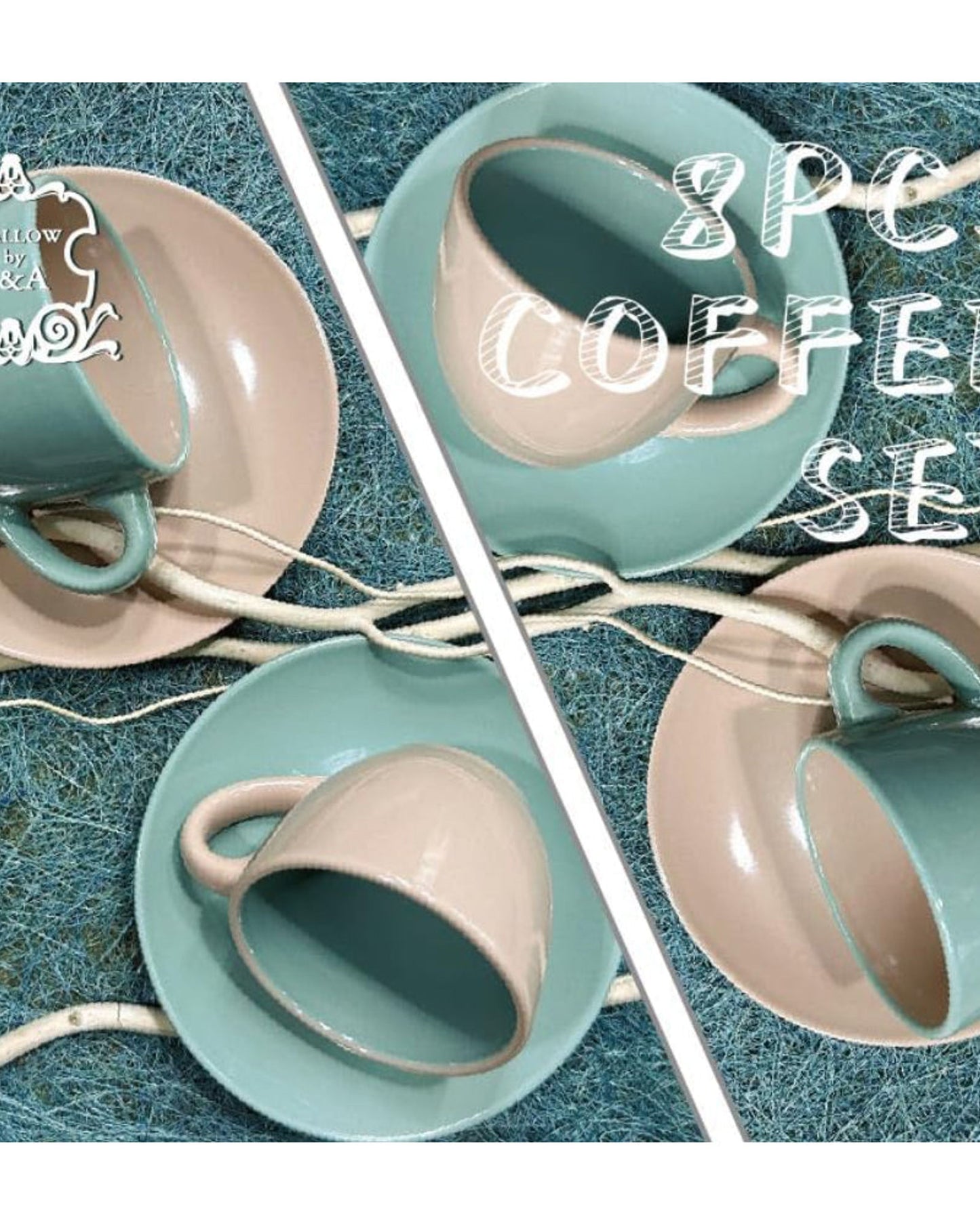 Shallow Moire 4-Piece Coffee Cup & Saucer Set 90ml - Two | Kitchen Dinnerware, Ceramic, Stoneware
