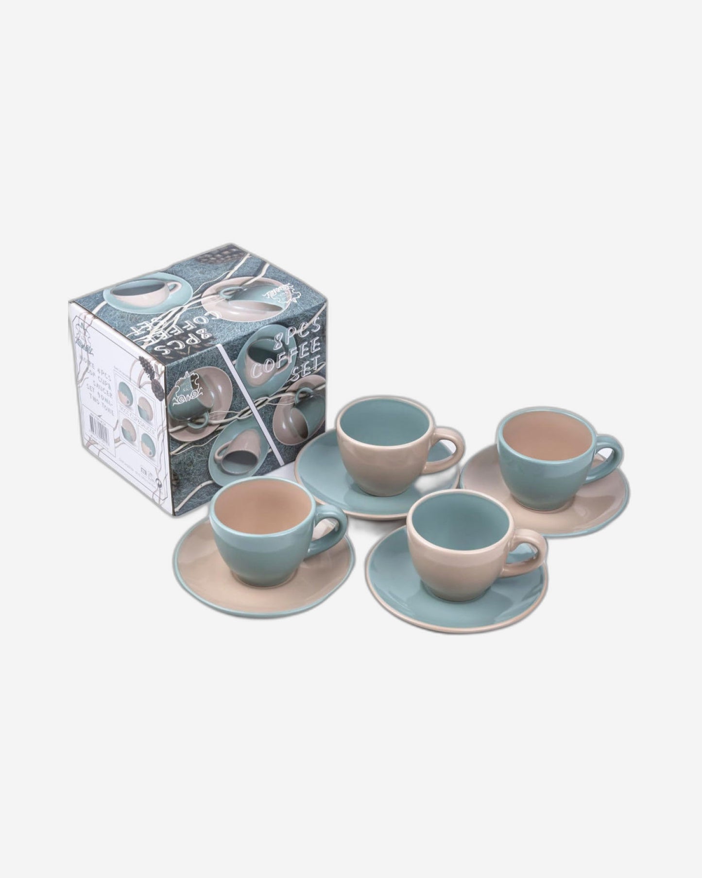 Shallow Moire 4-Piece Coffee Cup & Saucer Set 90ml - Two | Kitchen Dinnerware, Ceramic, Stoneware