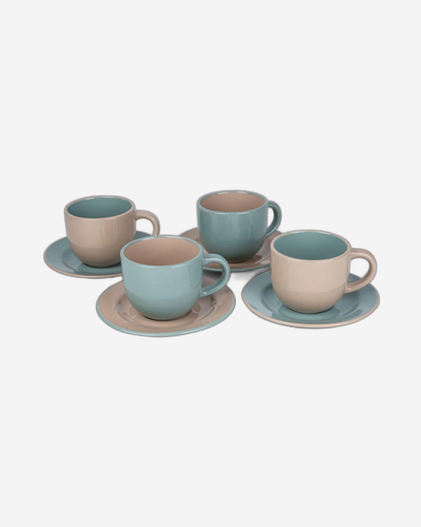 Shallow Moire 4-Piece Tea Cup & Saucer Set 220ml - Two | Kitchen Dinnerware, Ceramic, Stoneware