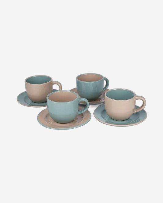 Shallow Moire 4-Piece Tea Cup & Saucer Set 220ml - Two | Kitchen Dinnerware, Ceramic, Stoneware