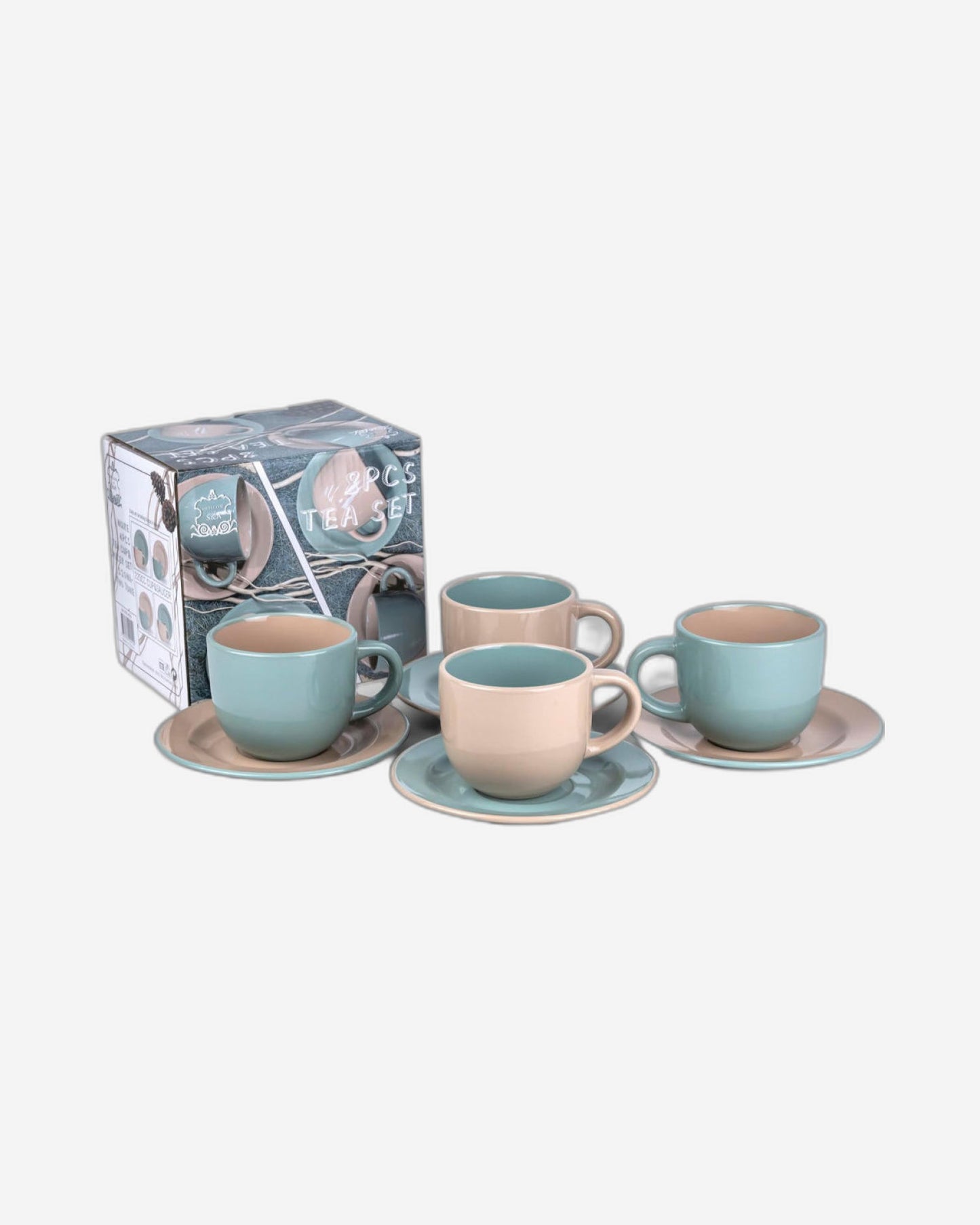 Shallow Moire 4-Piece Tea Cup & Saucer Set 220ml - Two | Kitchen Dinnerware, Ceramic, Stoneware