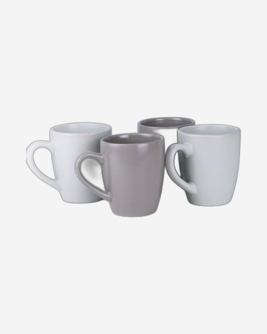 Shallow Nordic Stoneware Mug Set - 385ml, 4 Pieces, Multicolor