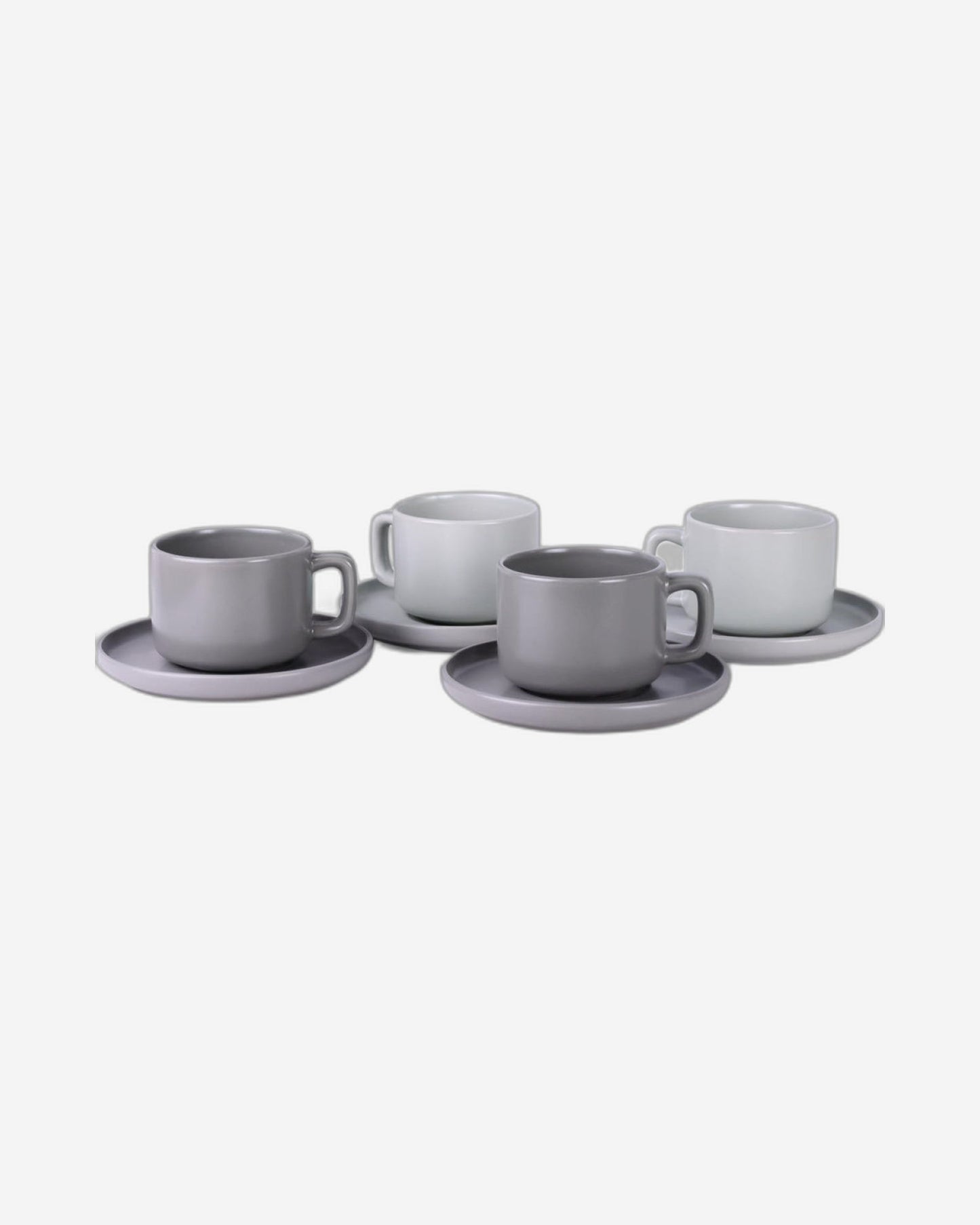 Shallow Nordic Stoneware Tea Set - 250ml, 4 Pieces, Multicolor