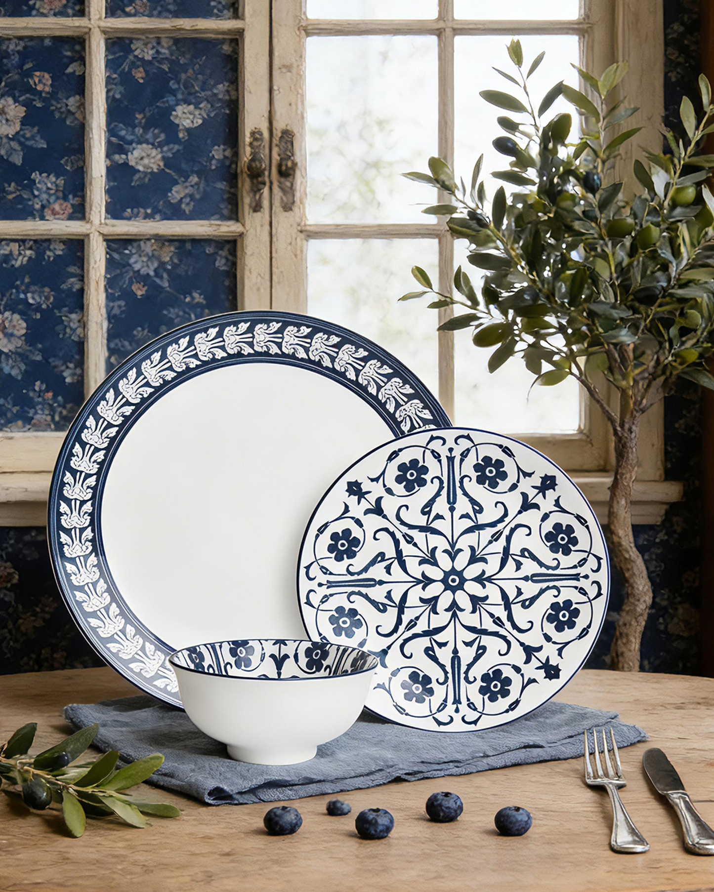 Shallow JAZY Porcelain Dinner Set 12 pcs