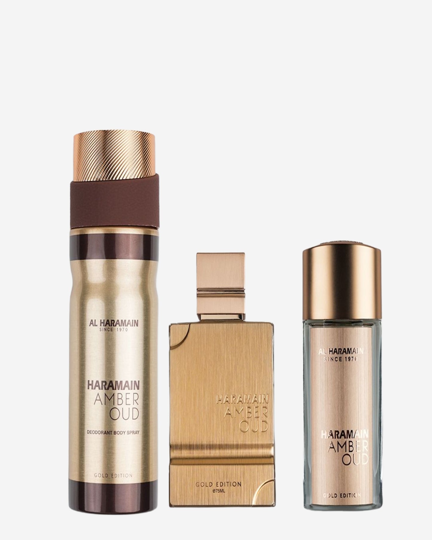 Haramain Amber Oud Gold Eidtion Perfume Gift Set (Edp 75Ml+ Edp 30Ml+Deodorant 200Ml)