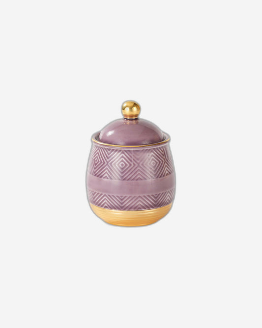Chaoan Amber Sugar Pot With Lid - Shiny Purple With Gold