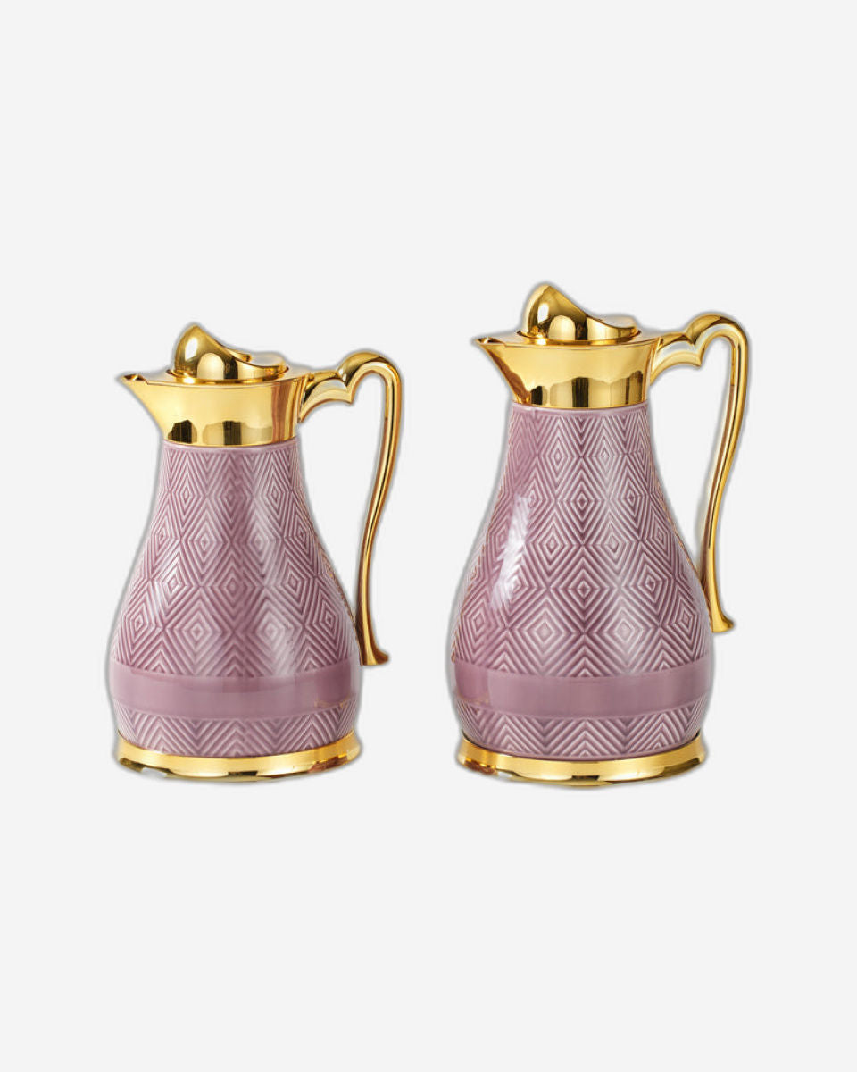 Chaoan Amber Set Of 2 Flask - Shiny Purple With Gold 1X 1L Flask + 1X 750Ml Flask