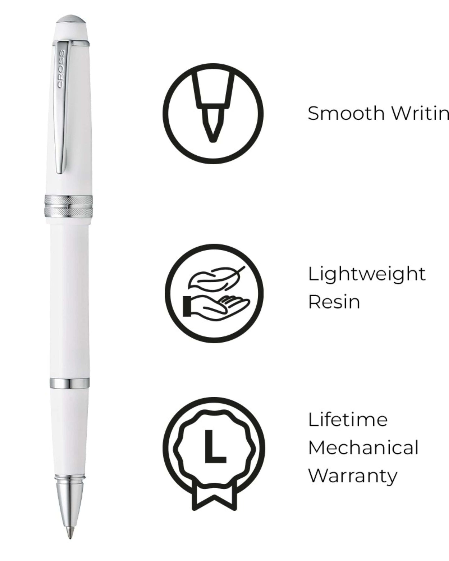 Cross Bailey Light™ Polished White Resin Fine-Tip Rollerball Pen