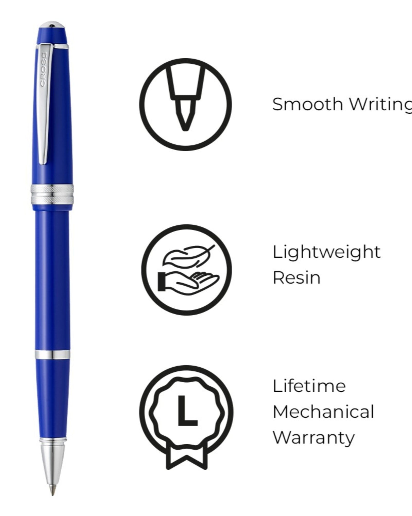 Cross Bailey Light™ Polished Blue Resin Fine-Tip Rollerball Pen
