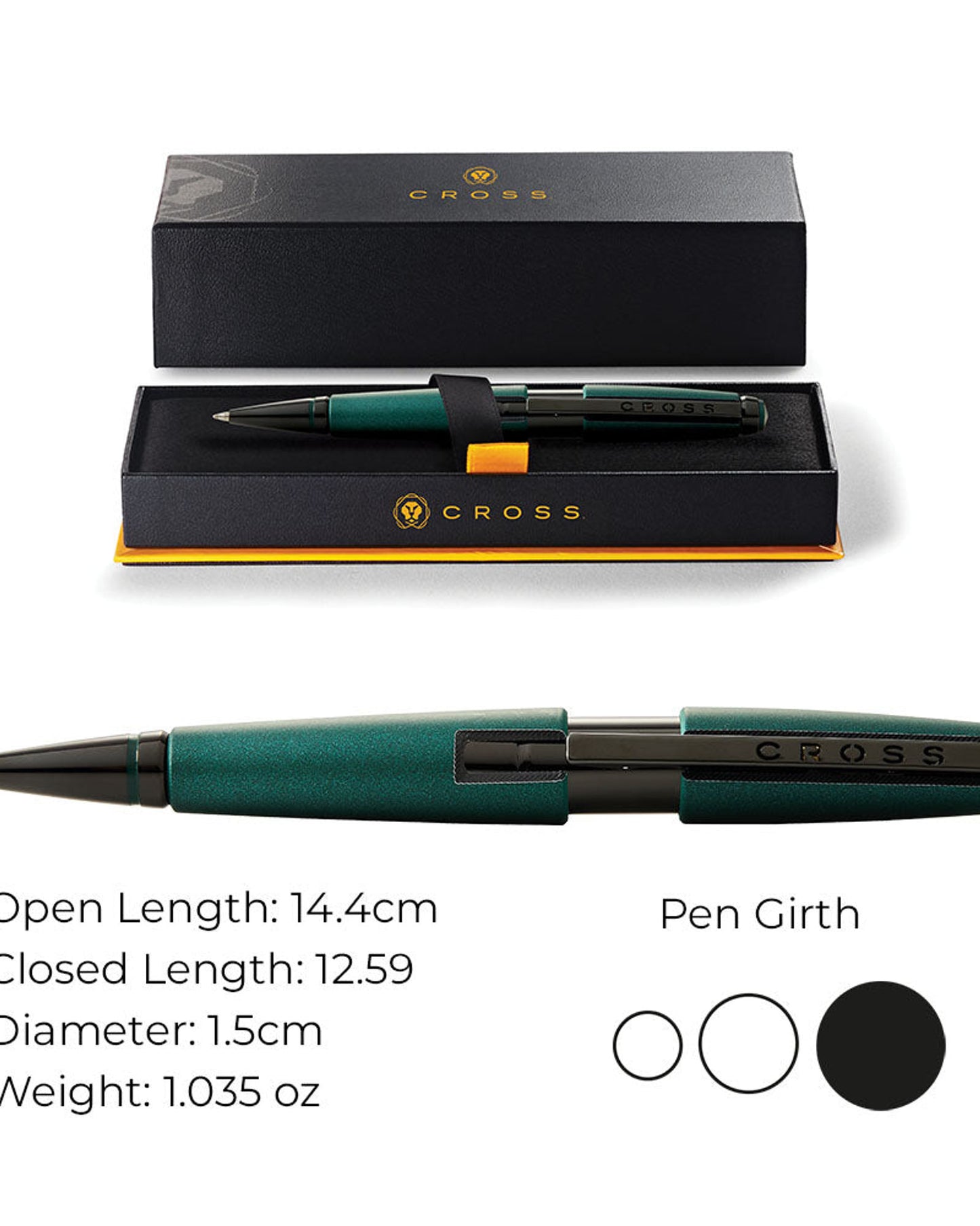 Cross Edge™ Matte Green Lacquer Gel Rollerball Pen AT0555-13