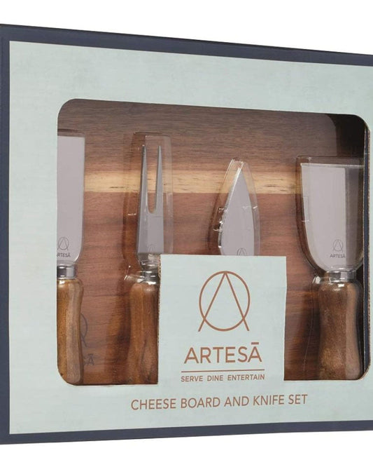 Art Cheese Board Serving Set Acacia Wood