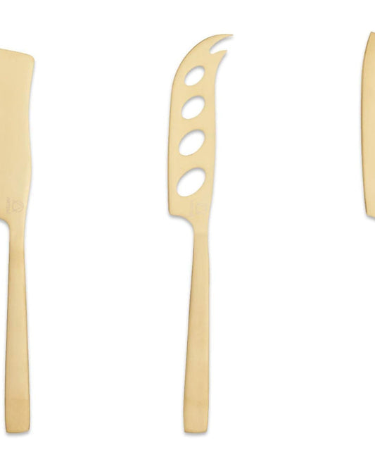 Art Cheese Knife Set Of 3 Brass