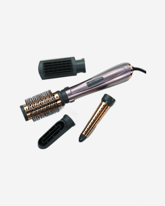 BaByliss 1000 Air Styler | Adjustable 2 Heats + Cool Setting | Ionic Technology For Frizz Free Hair | FREE Conical Curling, Volumizing & Precise Drying Attachment With Heat Pouch | AS136SDE (Grey)