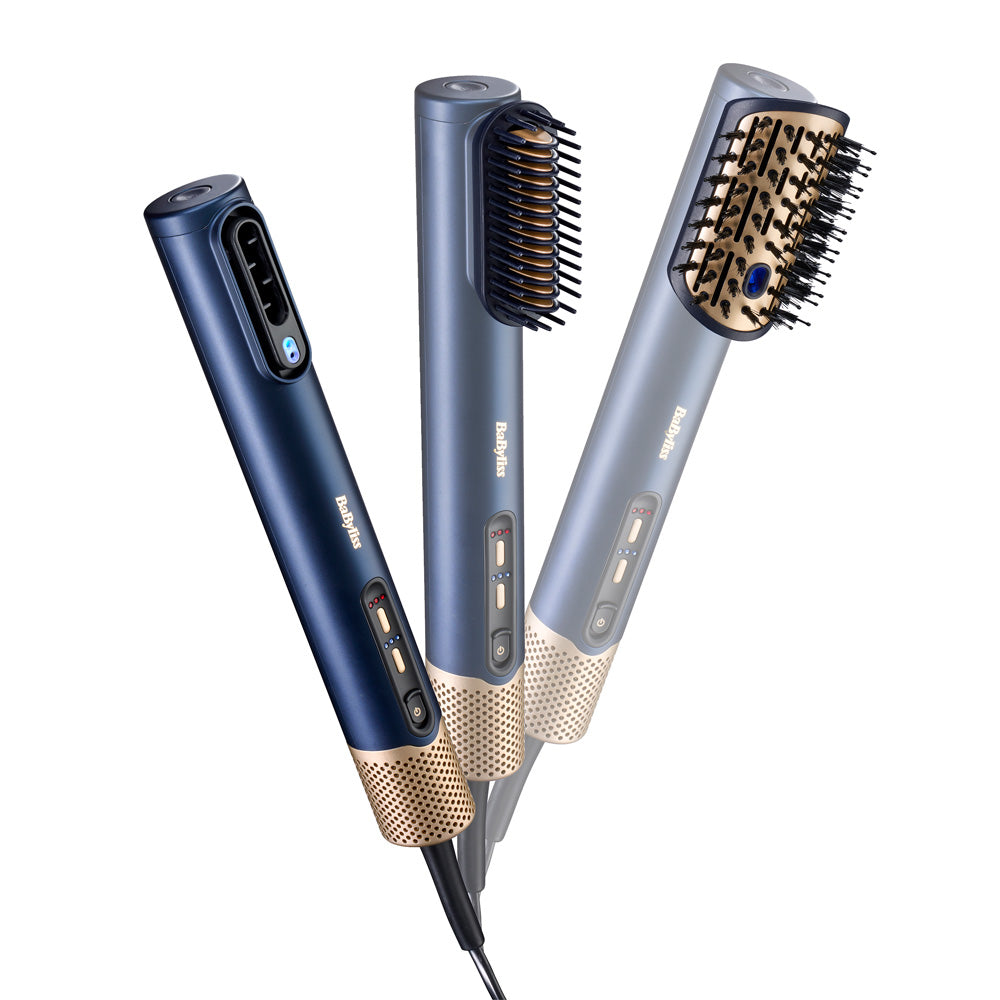 BaByliss Air Wand 3-in-1 Hair Dryer | Straightener & Hot Air Brush with Ion Technology & High-Speed Digital Motor | Includes 3 Attachments | No Heat Damage - (AS6550SDE)
