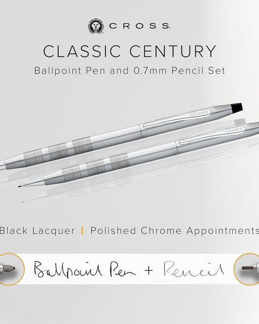 Cross Classic Century® Satin Chrome With Polished Chrome Appointments Ballpoint Pen And 0.7Mm Pencil Set - AT0081-14