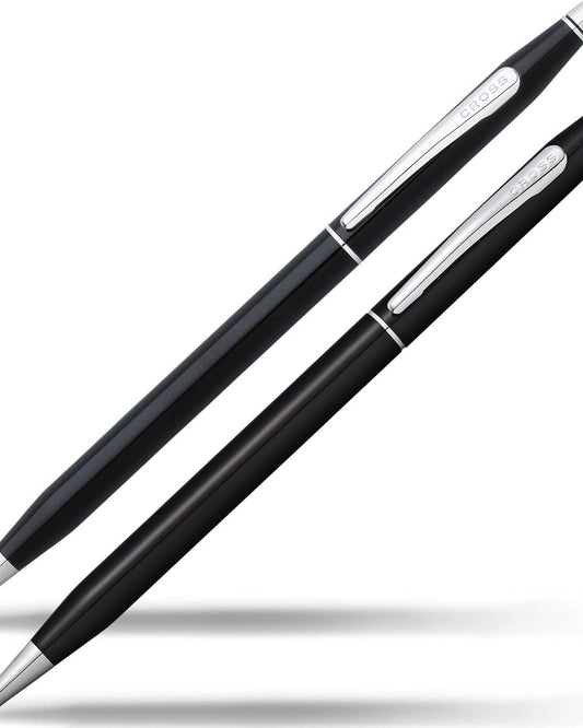 Cross Classic Century® Black Lacquer With Polished Chrome Appointments Ballpoint Pen And 0.7Mm Pencil Set - AT0081-77