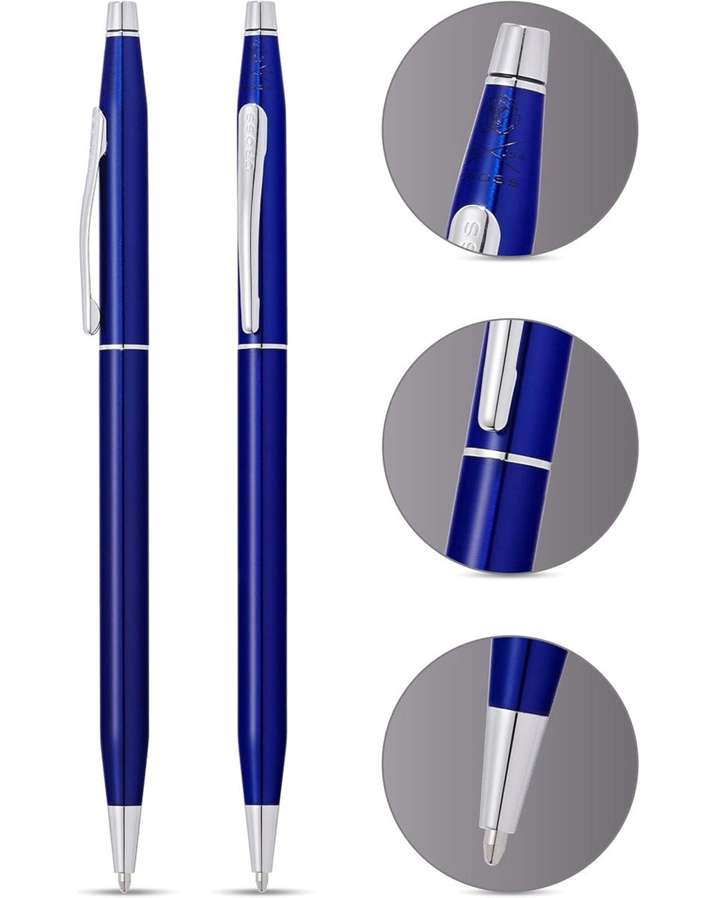 Cross Classic Century® Translucent Blue Lacquer With Polished Chrome Appointments Ballpoint Pen - AT0082-112