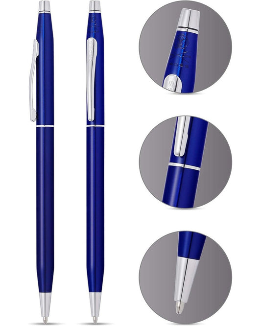 Cross Classic Century® Translucent Blue Lacquer With Polished Chrome Appointments Ballpoint Pen - AT0082-112