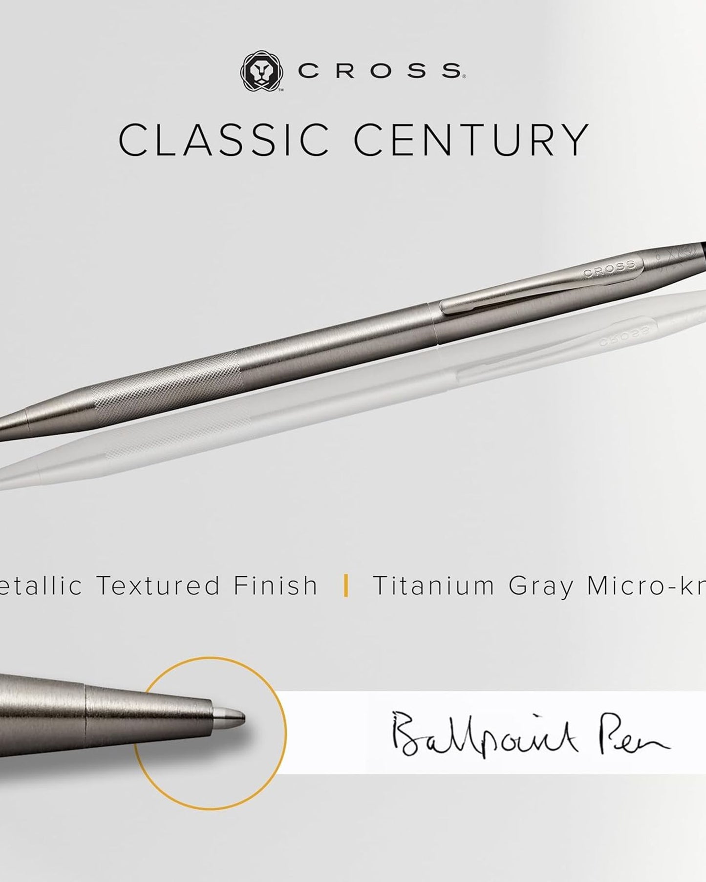 Cross Classic Century® Titanium Gray Micro Knurl And Brushed Titanium Gray Pvd Ballpoint Pen - AT0082-137