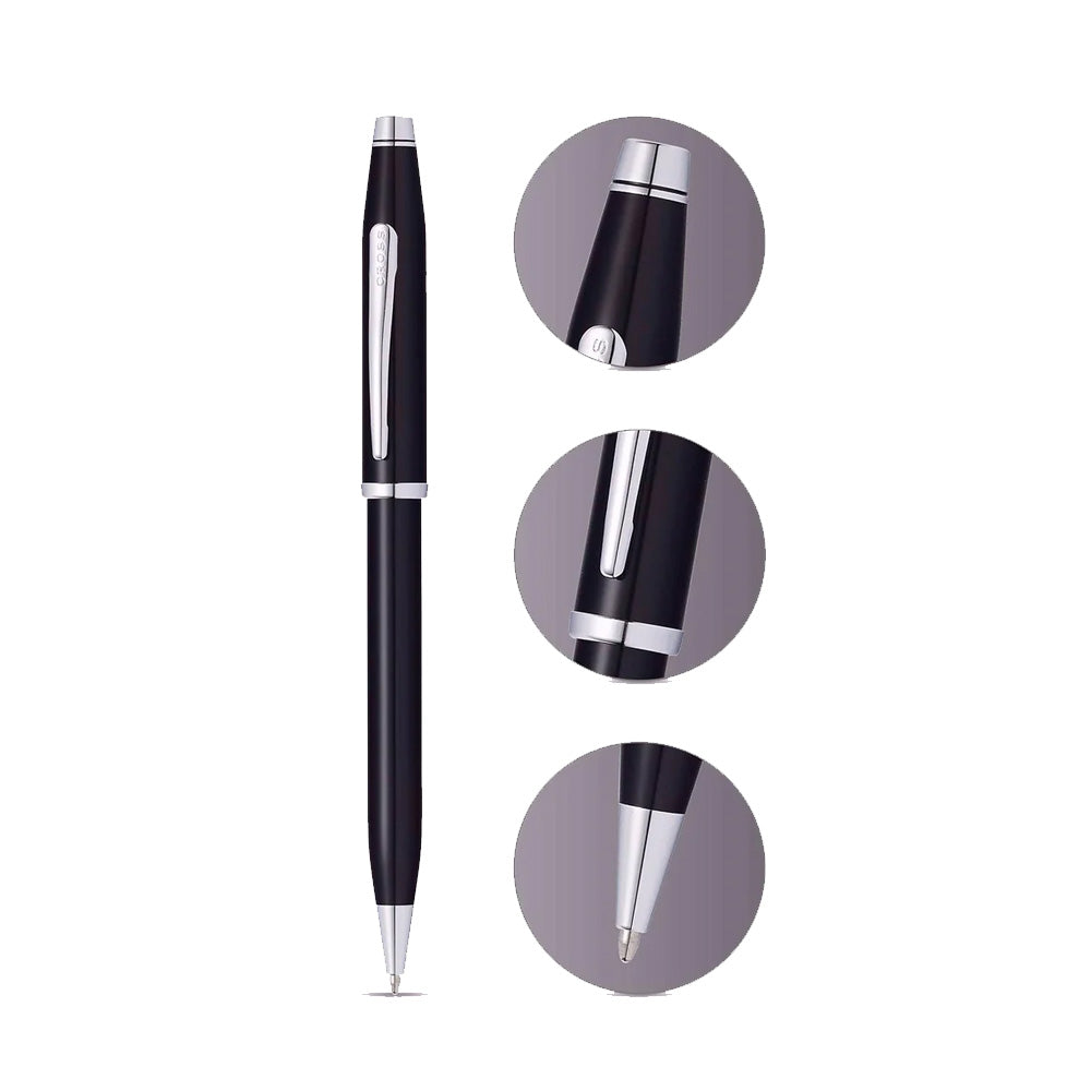 Cross Century® Ii Black Lacquer With Chrome Plated Appointments Ballpoint Pen - AT0082WG-157