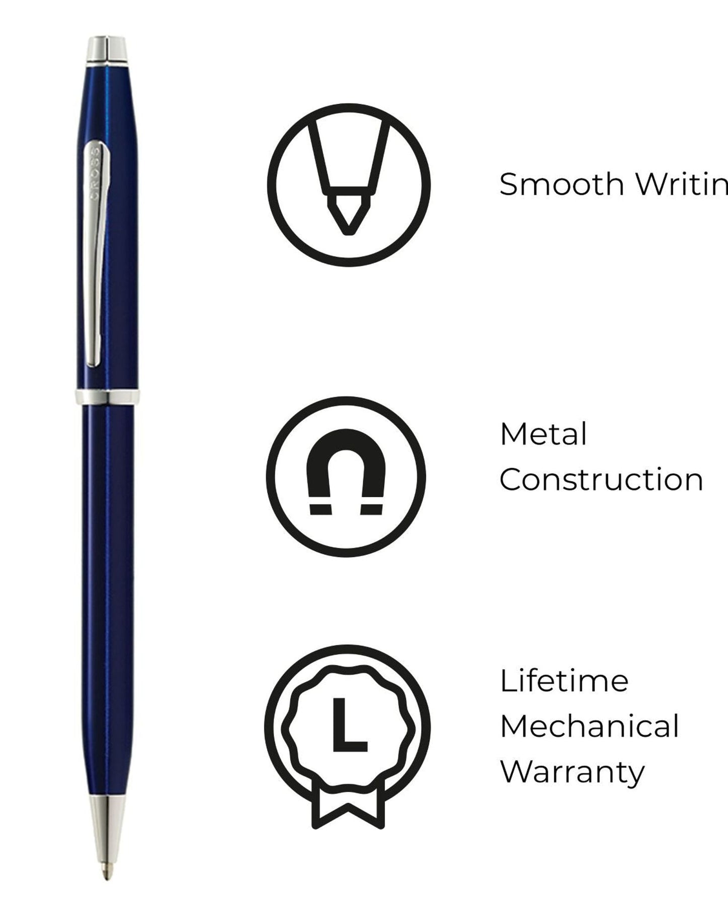 Cross Century® Ii Translucent Blue Lacquer With Chrome Plated Appointments Ballpoint Pen - AT0082WG-158