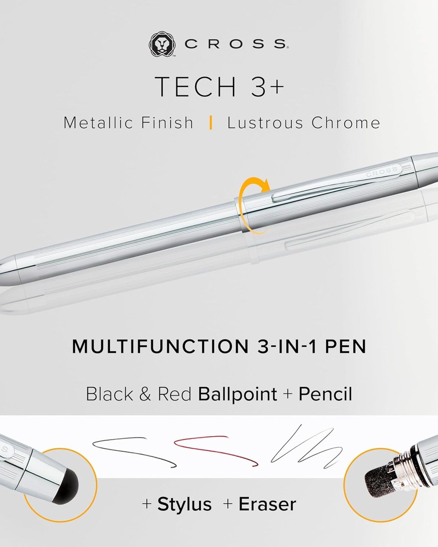 Cross Tech3+™ Lustrous Chrome Multifunction Pen - AT0090-1
