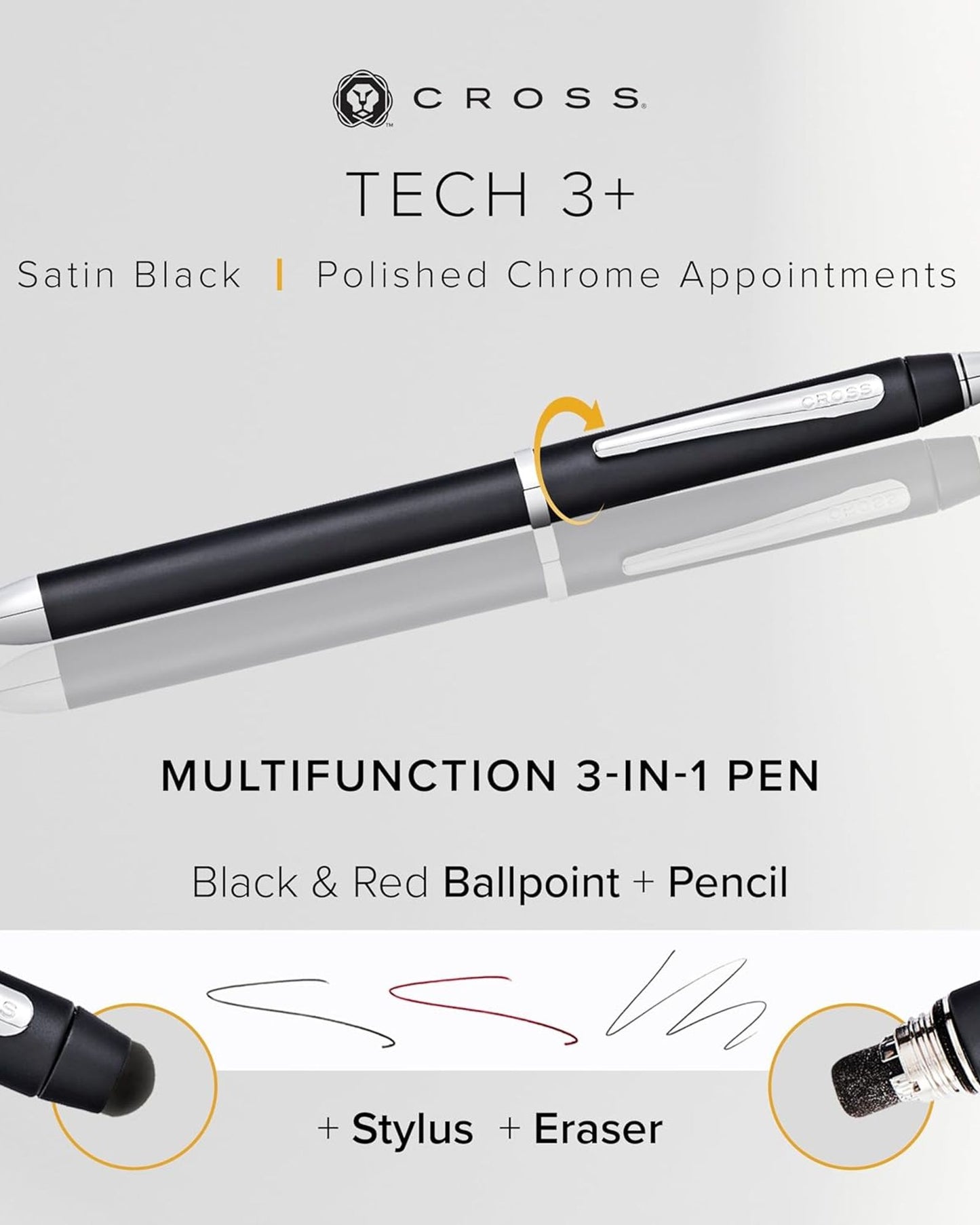 Cross Tech 3 Multifunctional Classic Black W/Chrome - AT0090-3