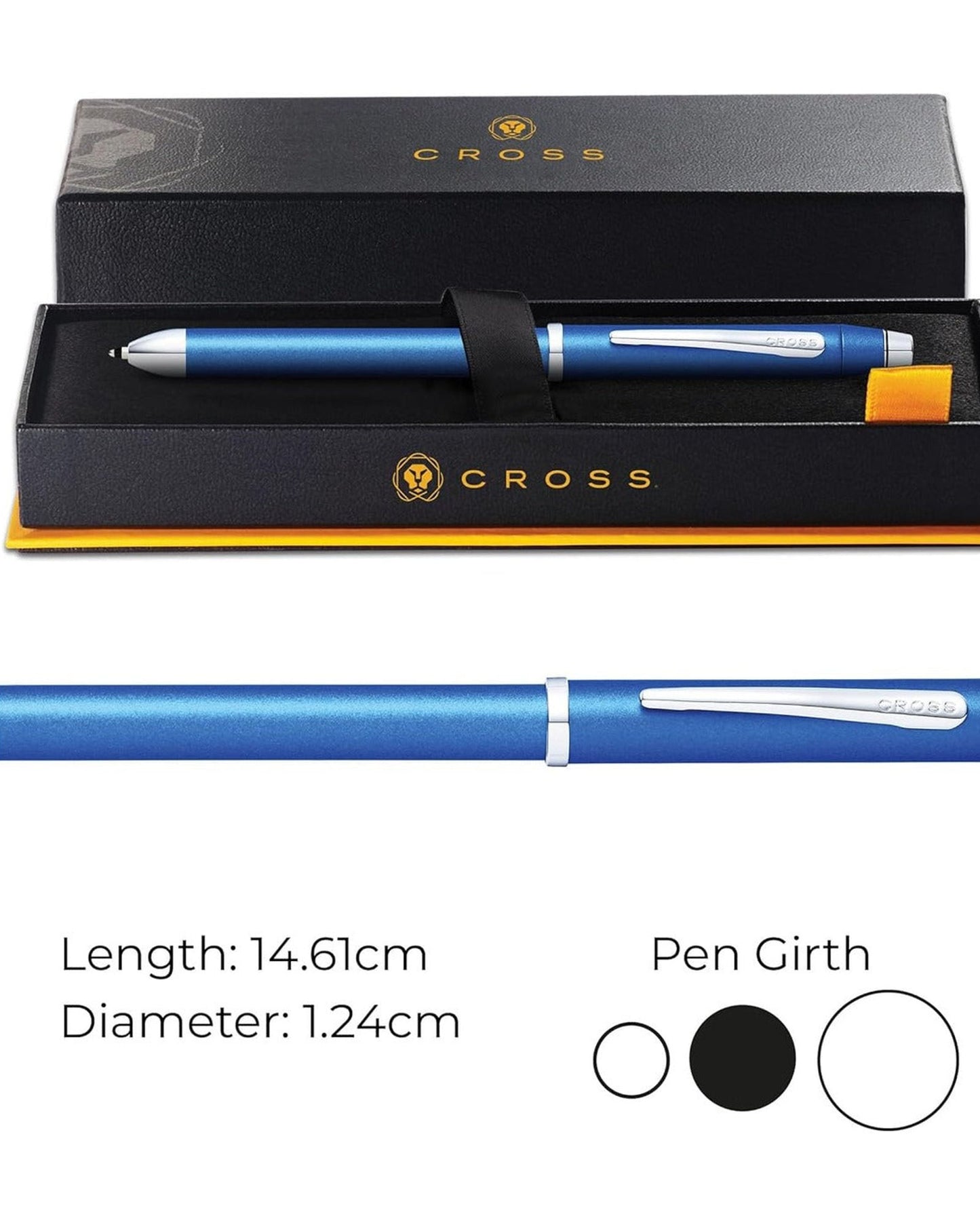 Cross Tech3+ Multi Function Pen. Metallic Blue With Polished Chrome Appointments, 0.5Mm Lead And Optional Stylus. - AT0090-8