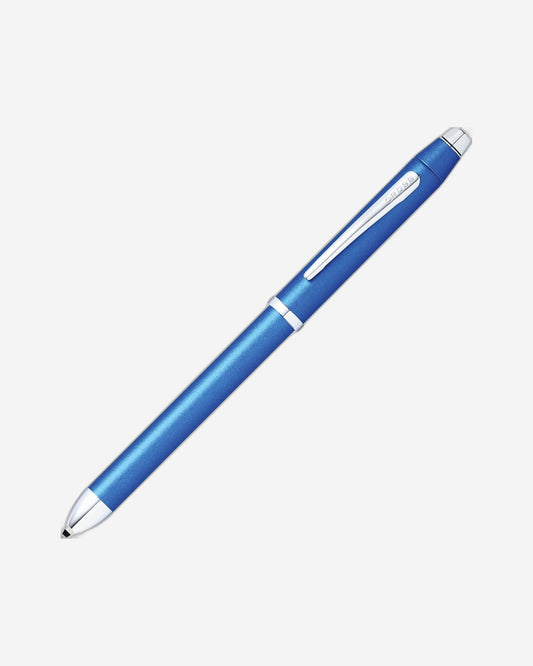 Cross Tech3+ Multi Function Pen. Metallic Blue With Polished Chrome Appointments, 0.5Mm Lead And Optional Stylus. - AT0090-8