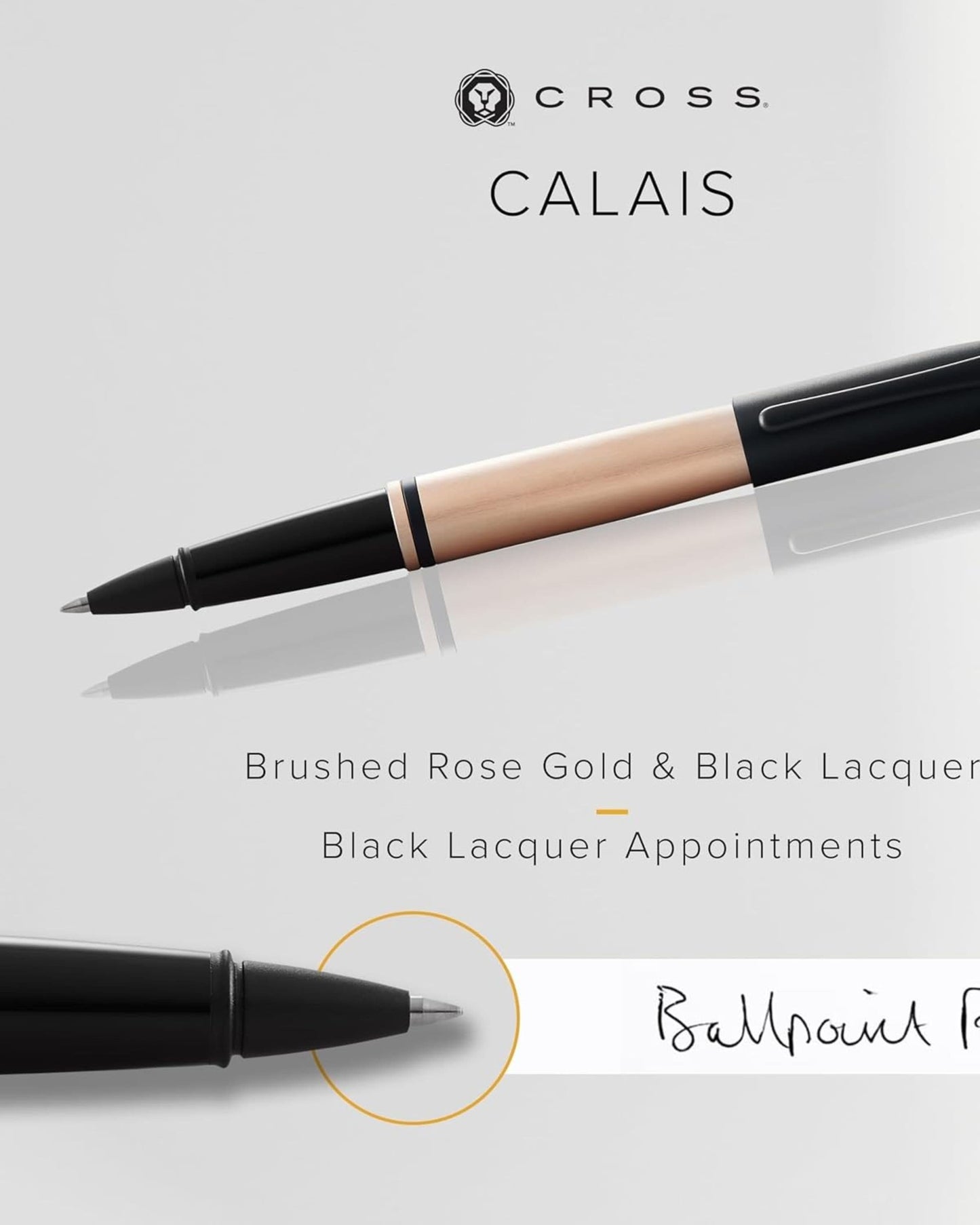 Cross Calais™ Brushed Rose Gold And Black Lacquer Selectip® Rollerball Pen