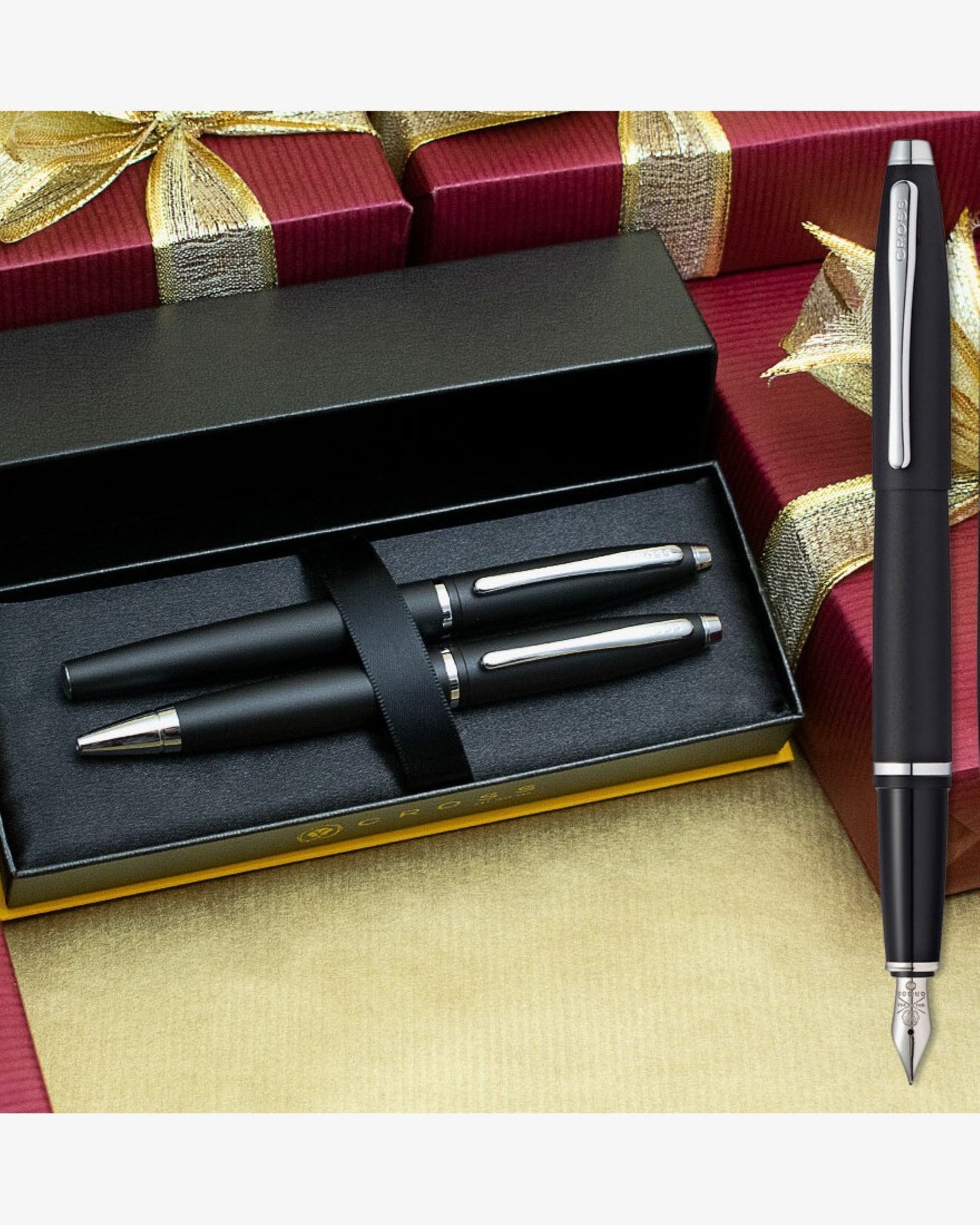 Cross Calais™ Matte Black Chrome Appointments Ballpoint Fountain Pen Gift Set