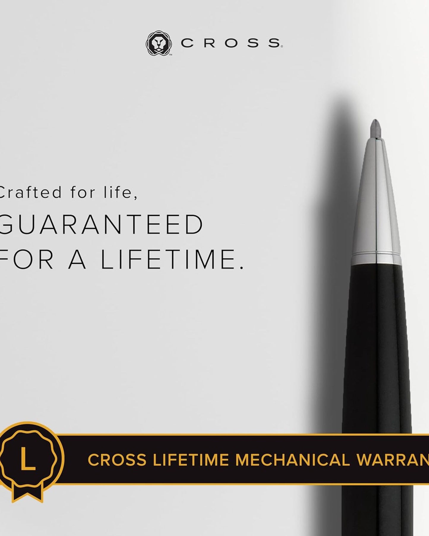 Cross Bailey™ Black Lacquer With Polished Chrome Appointments Ballpoint Pen - AT0452-7