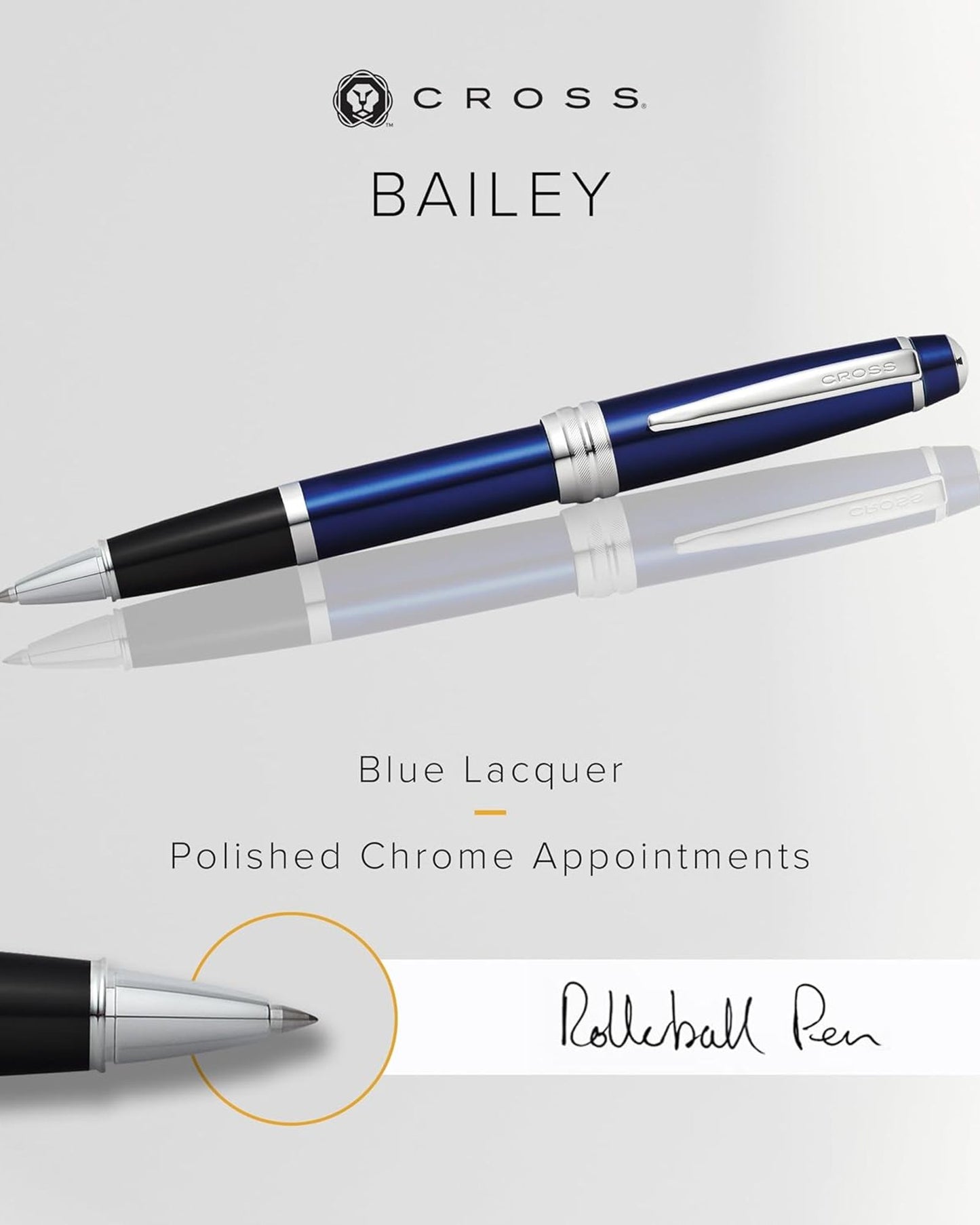 Cross Bailey™ Blue Lacquer With Polished Chrome Appointment Selectip® Rollerball PenAT0455-12