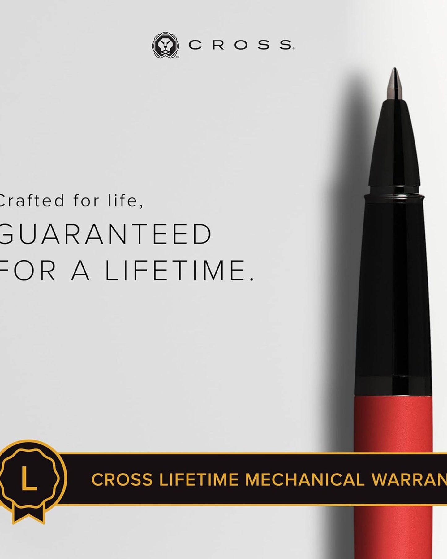 Cross Bailey™ Matte Red Lacquer With Polished Black Pvd Appointments Rollerball Pen - AT0455-21