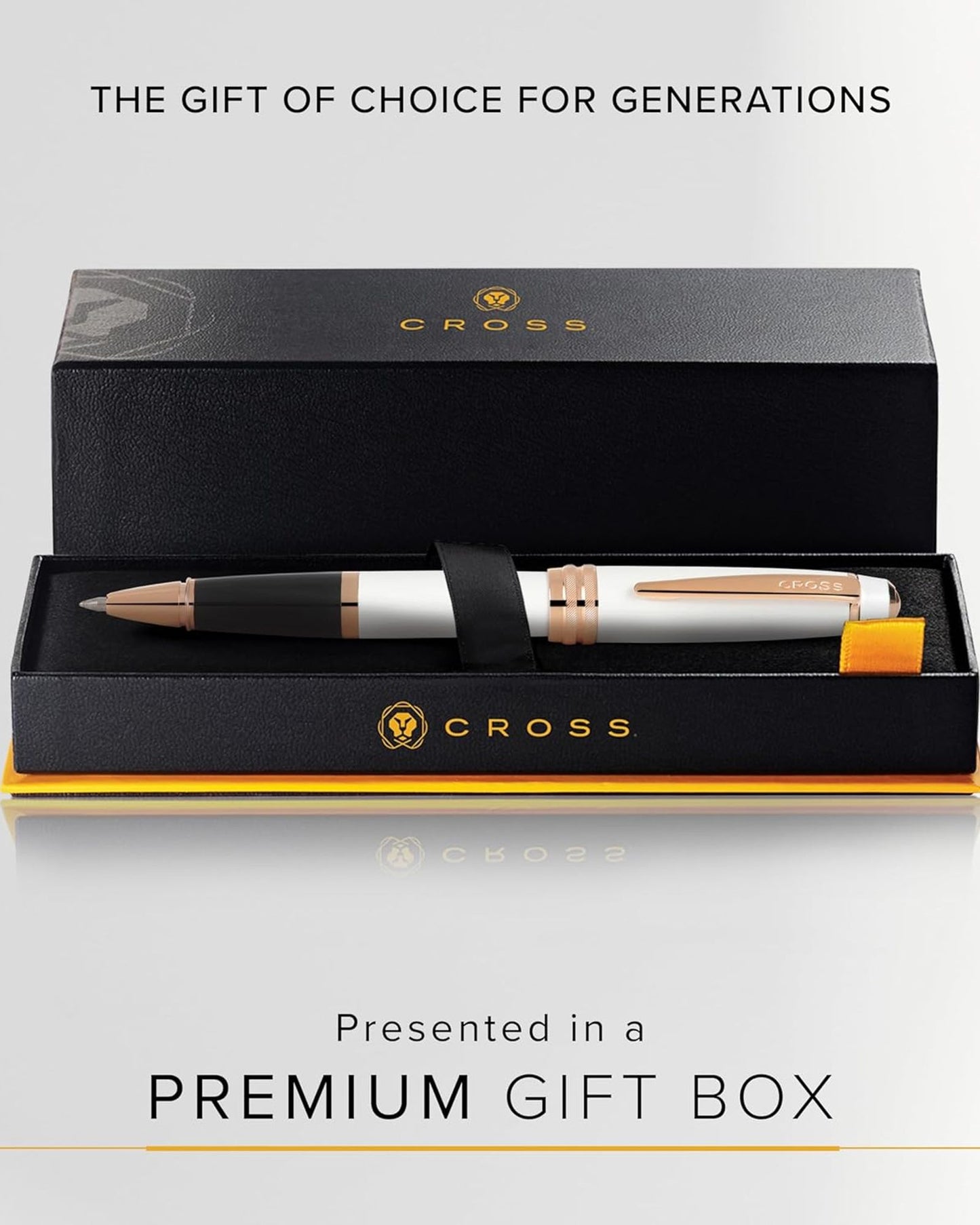 Cross Bailey™ Pearlescent White Lacquer Rollerball Pen With Rose Gold Appointments - AT0455-22