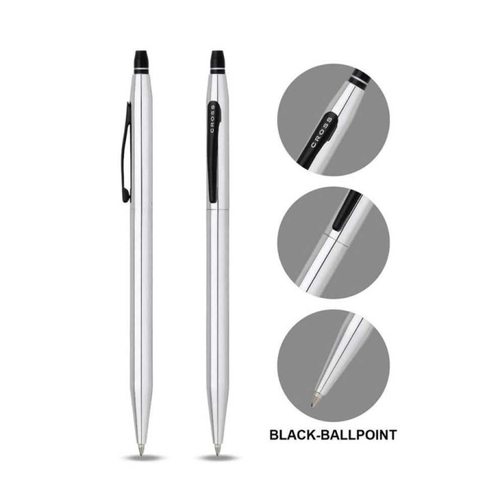 Cross Click™ Chrome with Black Appointments Selectip® Rollerball Pen CHROME AT0625-1