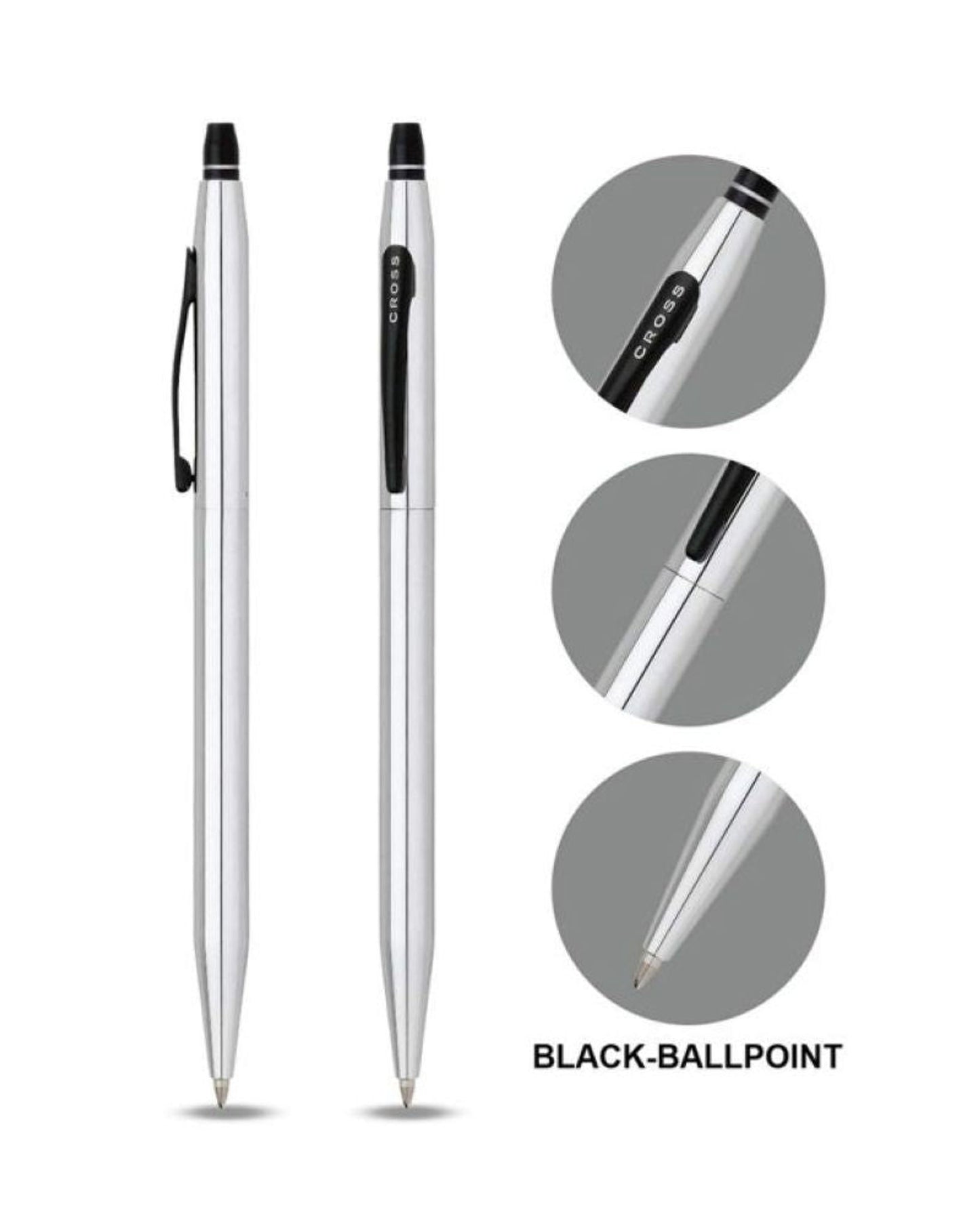 Cross Click™ Chrome with Black Appointments Selectip® Rollerball Pen CHROME AT0625-1