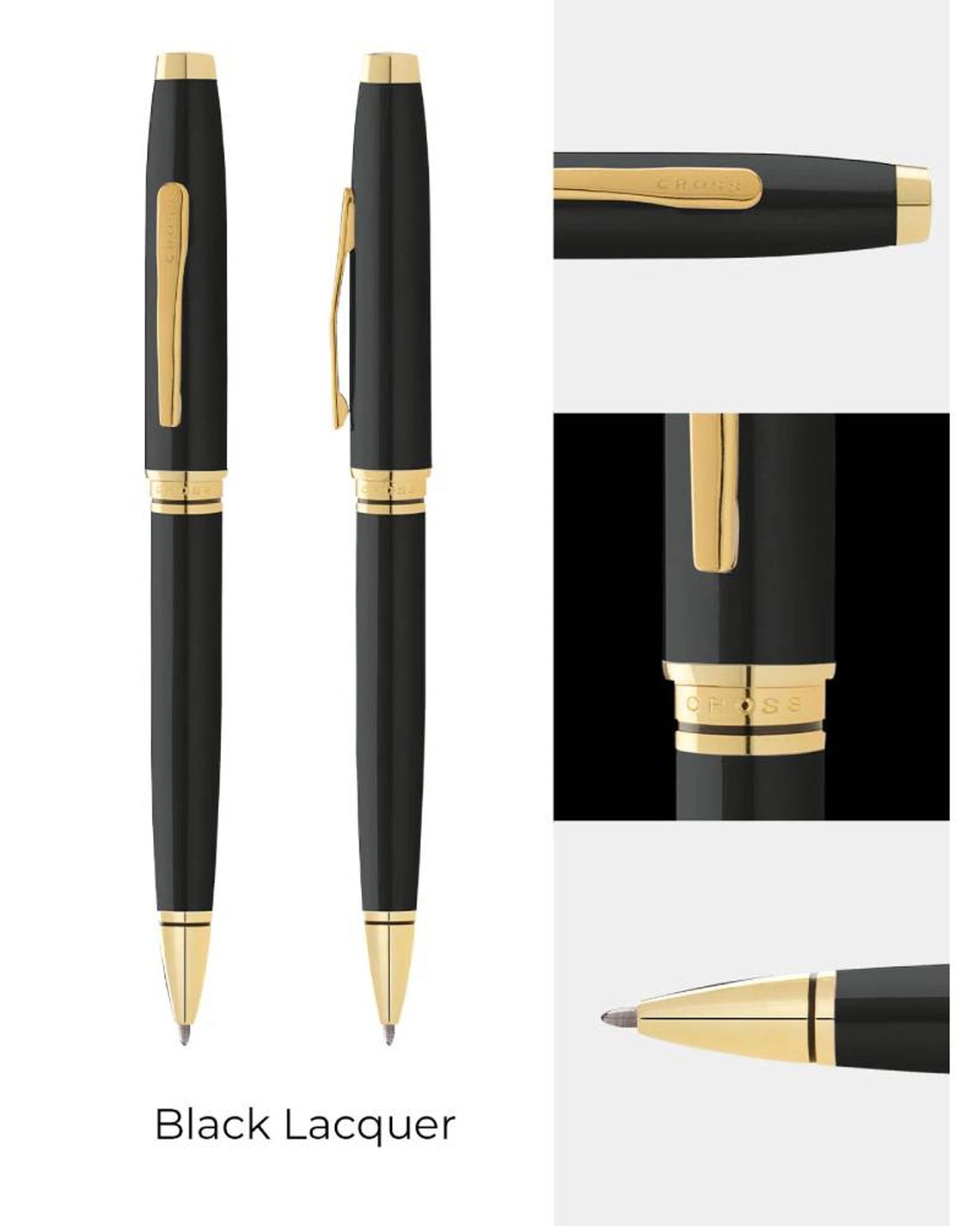 Cross Coventry Black Lacquer With Gold Appointments Ballpoint Pen - AT0662G-11
