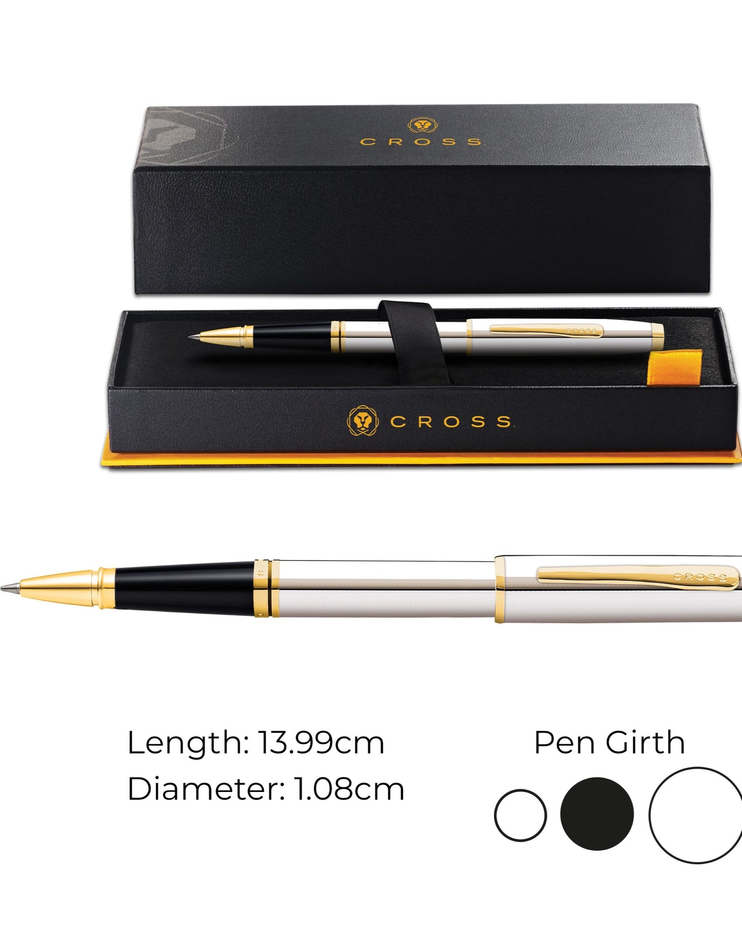 Cross Coventry Polished Chrome With Gold Tone Rollerball Pen