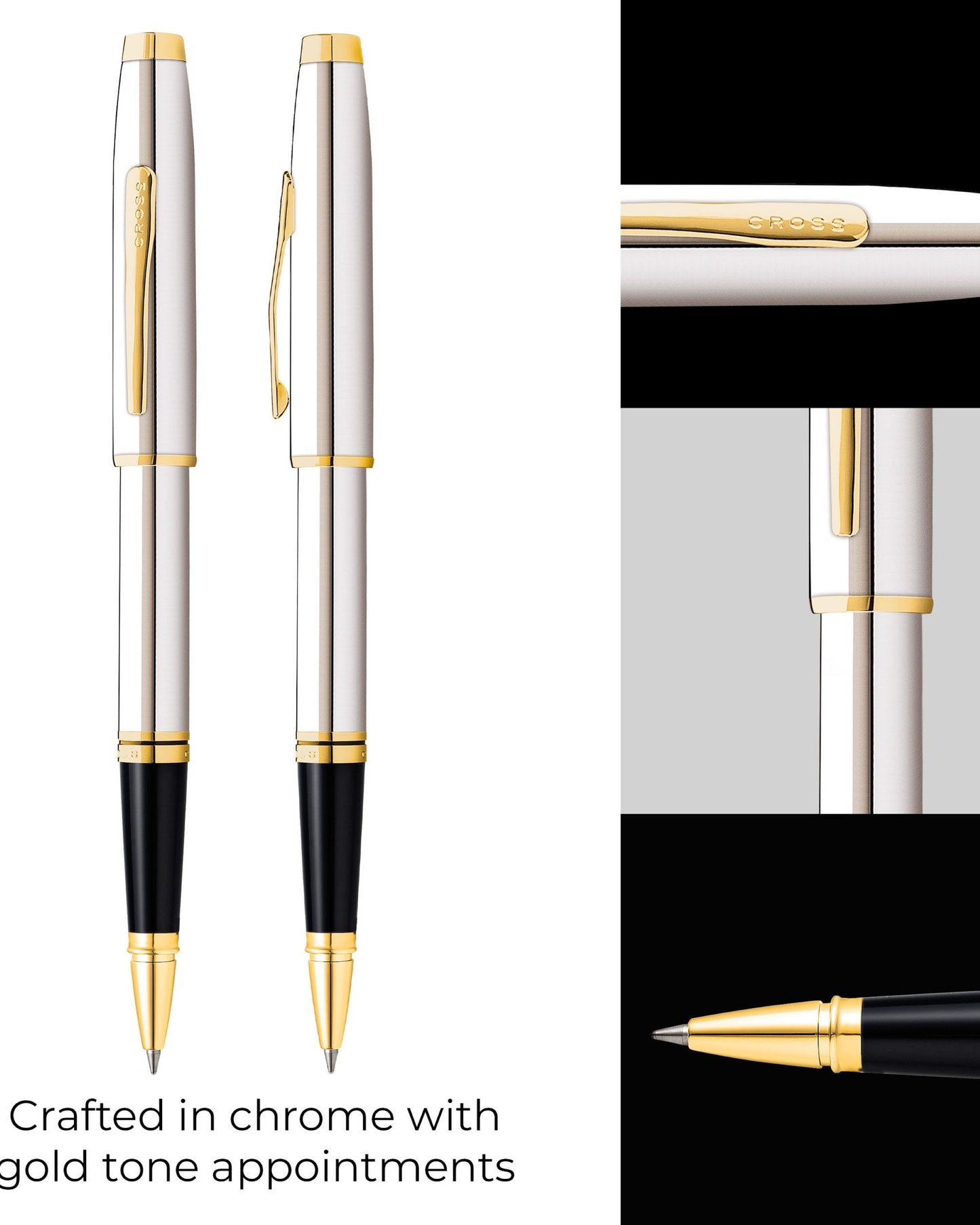 Cross Coventry Polished Chrome With Gold Tone Rollerball Pen