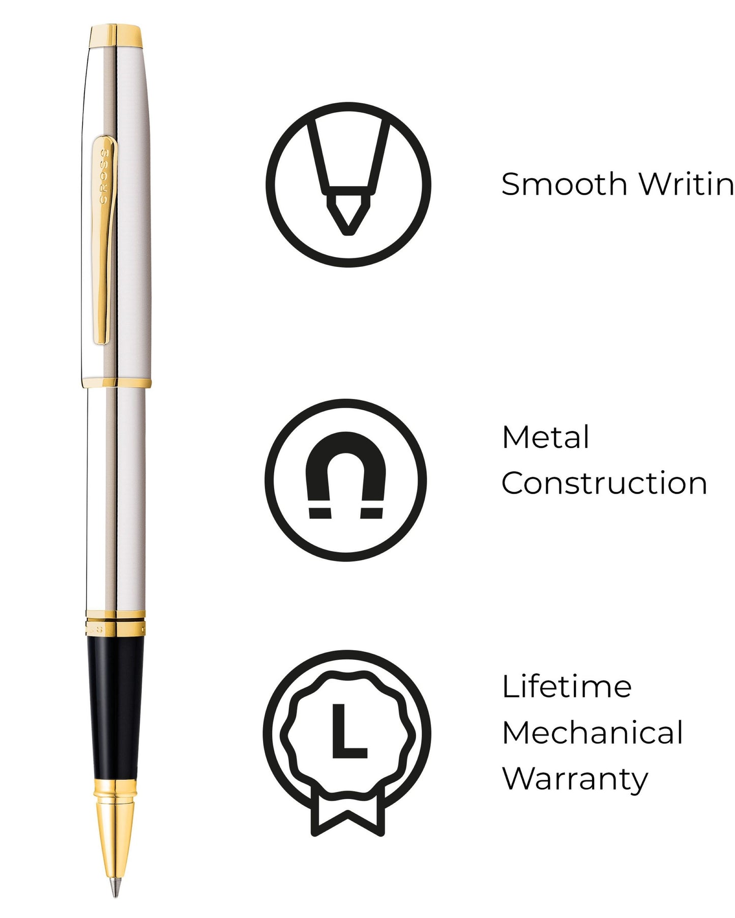 Cross Coventry Polished Chrome With Gold Tone Rollerball Pen