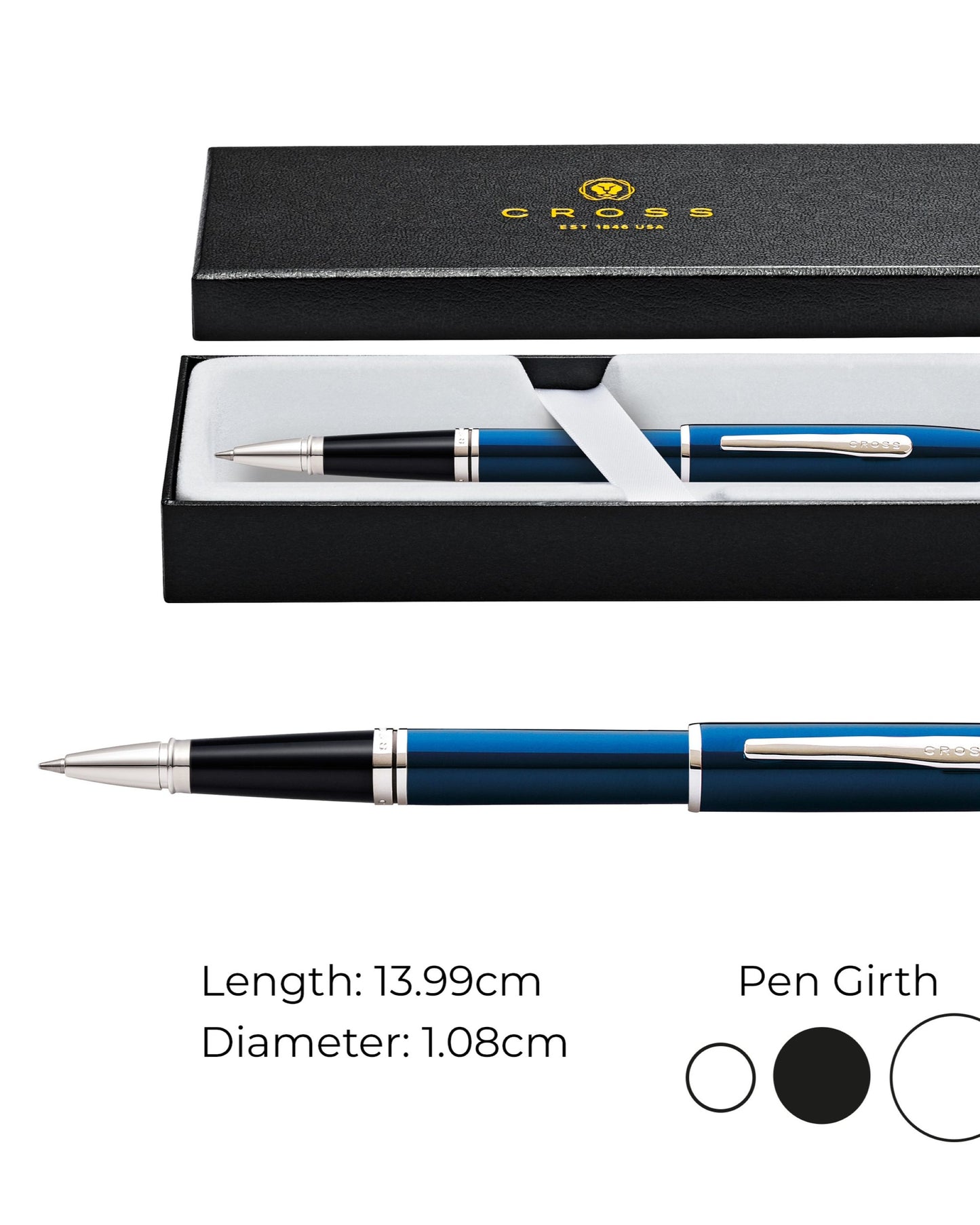 Cross Coventry Blue Lacquer Chrome Appointments Rollerball Pen