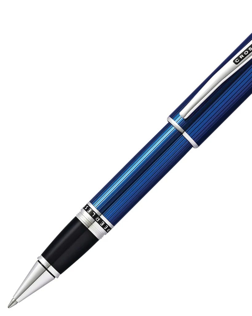 Cross Peerless 125 Translucent Quartz Blue Engraved Lacquer Rollerball Pen