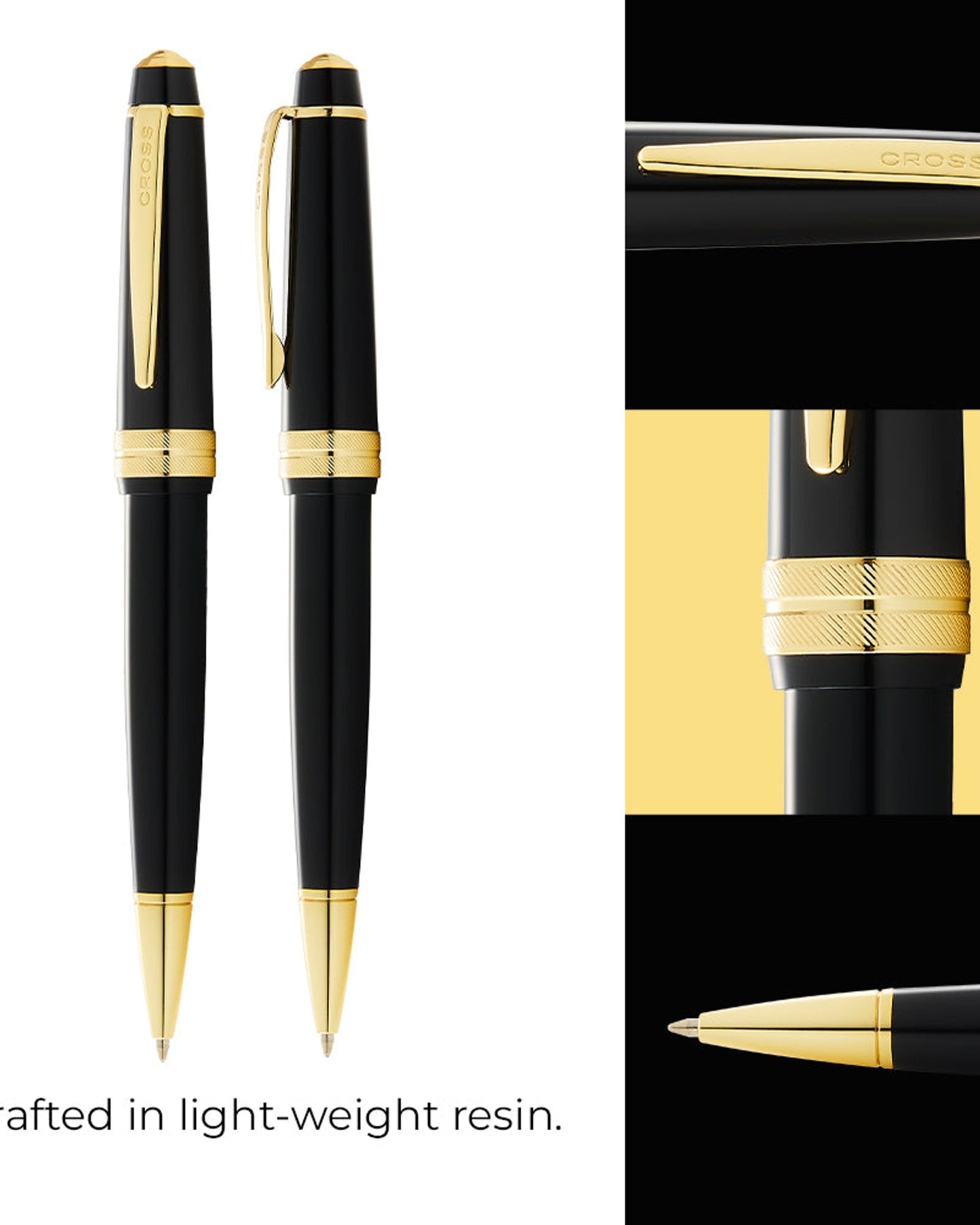 Cross Bailey Light™ Polished Black Resin and Gold Tone Ballpoint Pen AT0742-9
