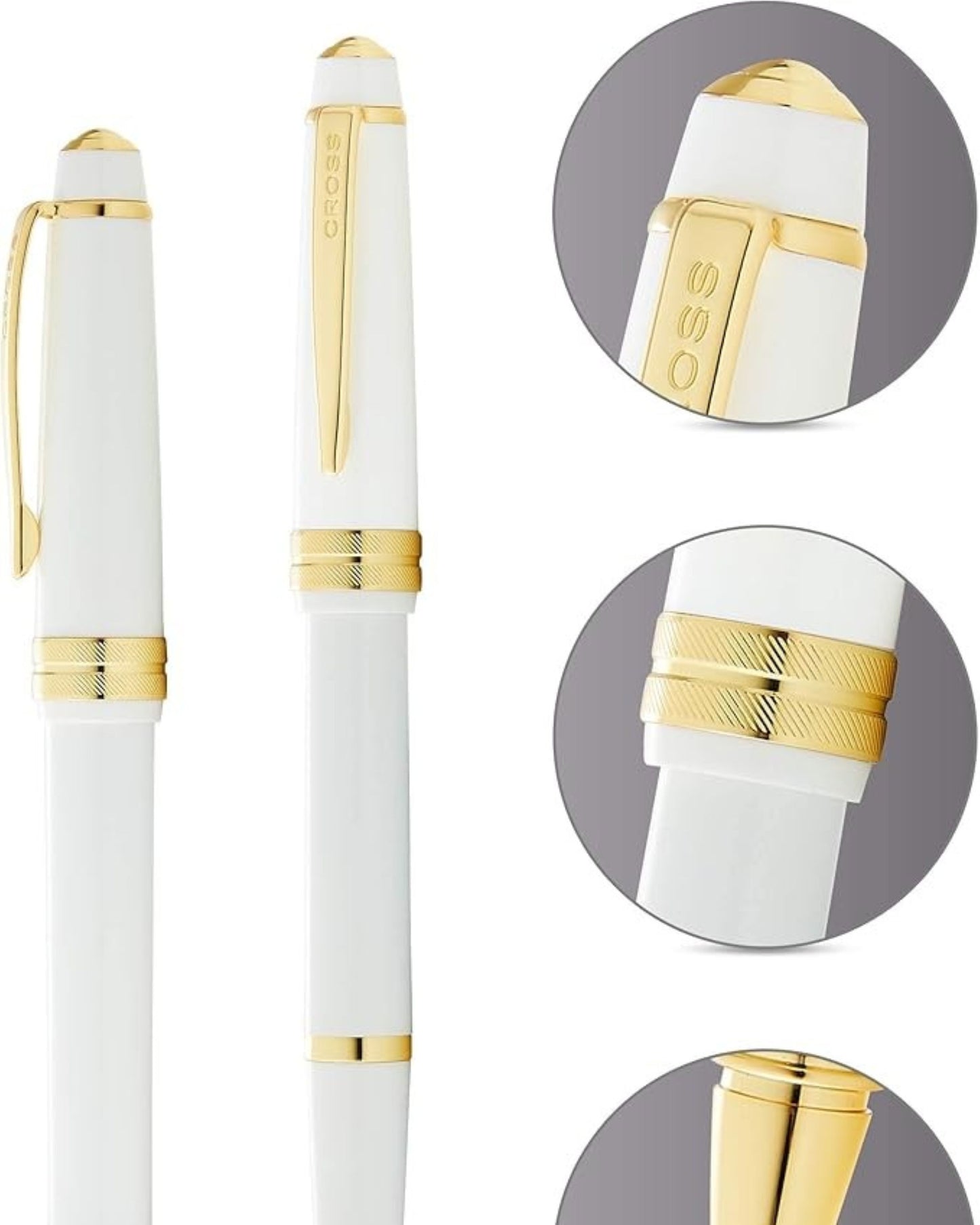 Cross Bailey Light™ Polished White Resin And Gold Tone Fine-Tip Rollerball Pen