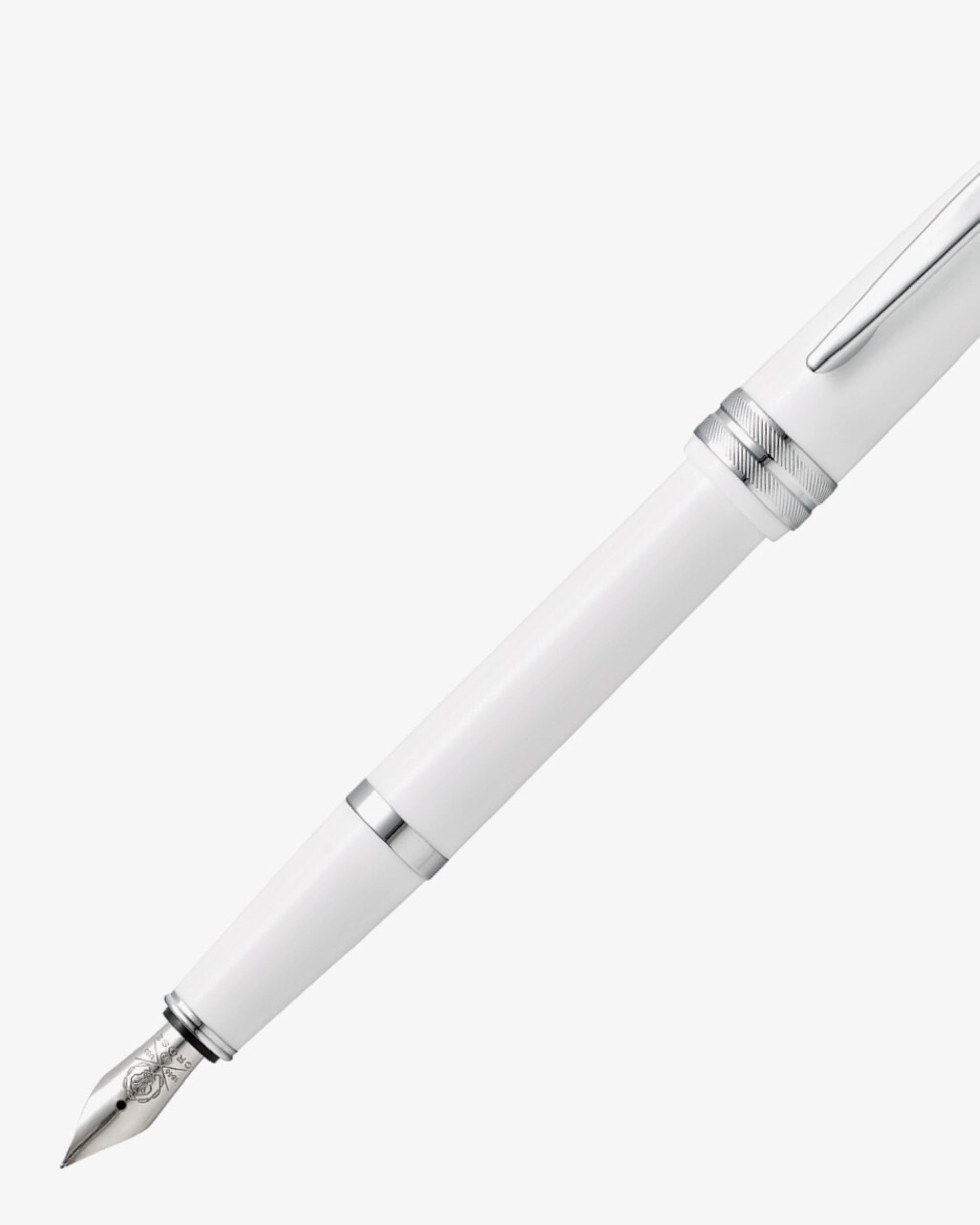 Cross Bailey Light™ Polished White Resin With Polished Chrome Appointments And Medium Nib Fountain Pen