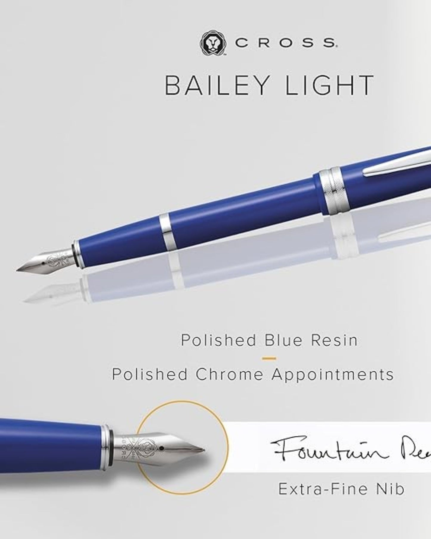 Cross Bailey Light™ Polished Blue Resin Extra-Fine Nib Fountain Pen