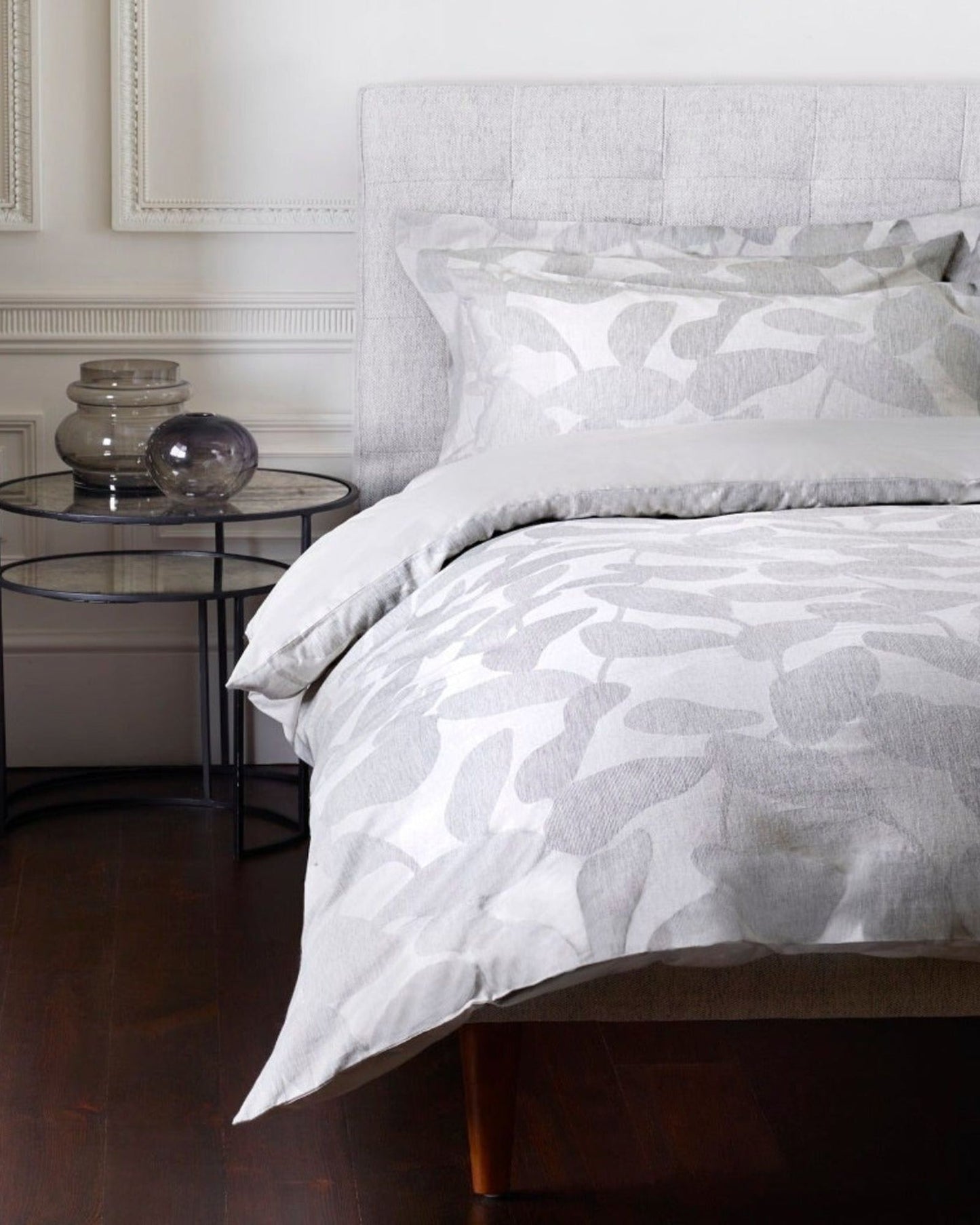 Jasper Conran "Abstract Leaf" Duvet Cover Set in Melange Grey